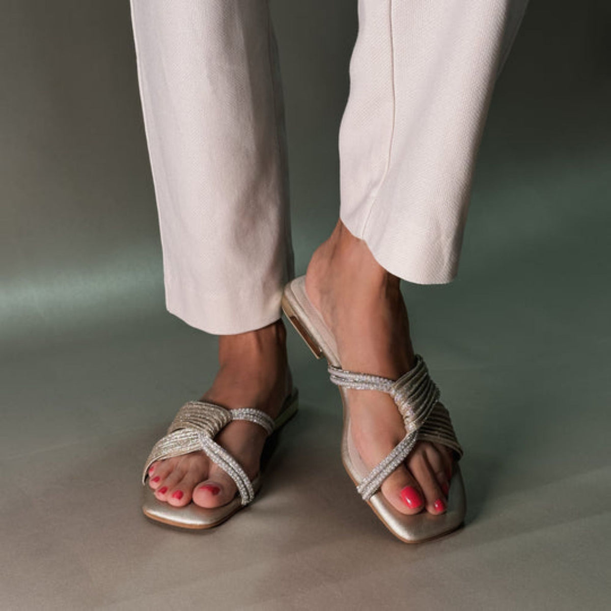 Lulu Antique Silver Flats