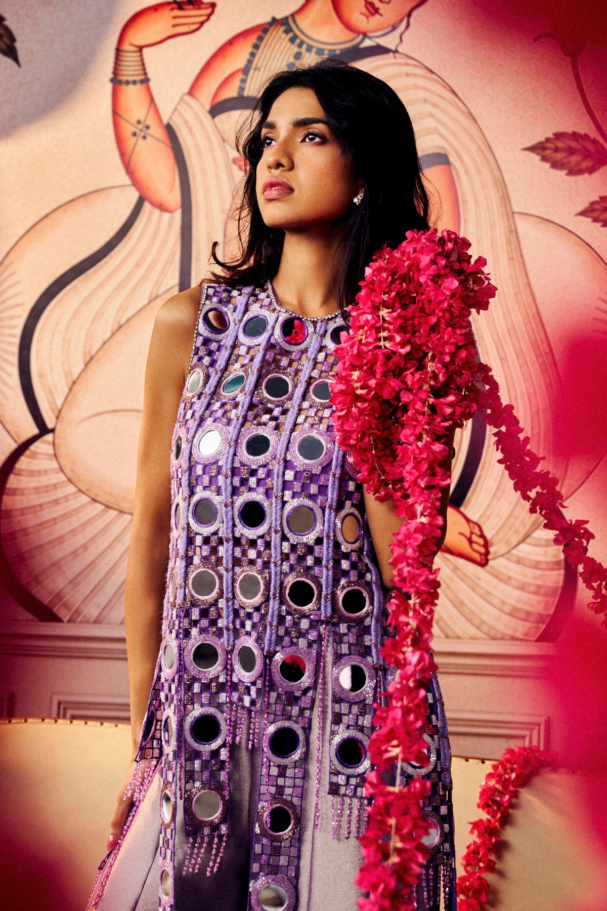 Lavender Mirror Sharara Set