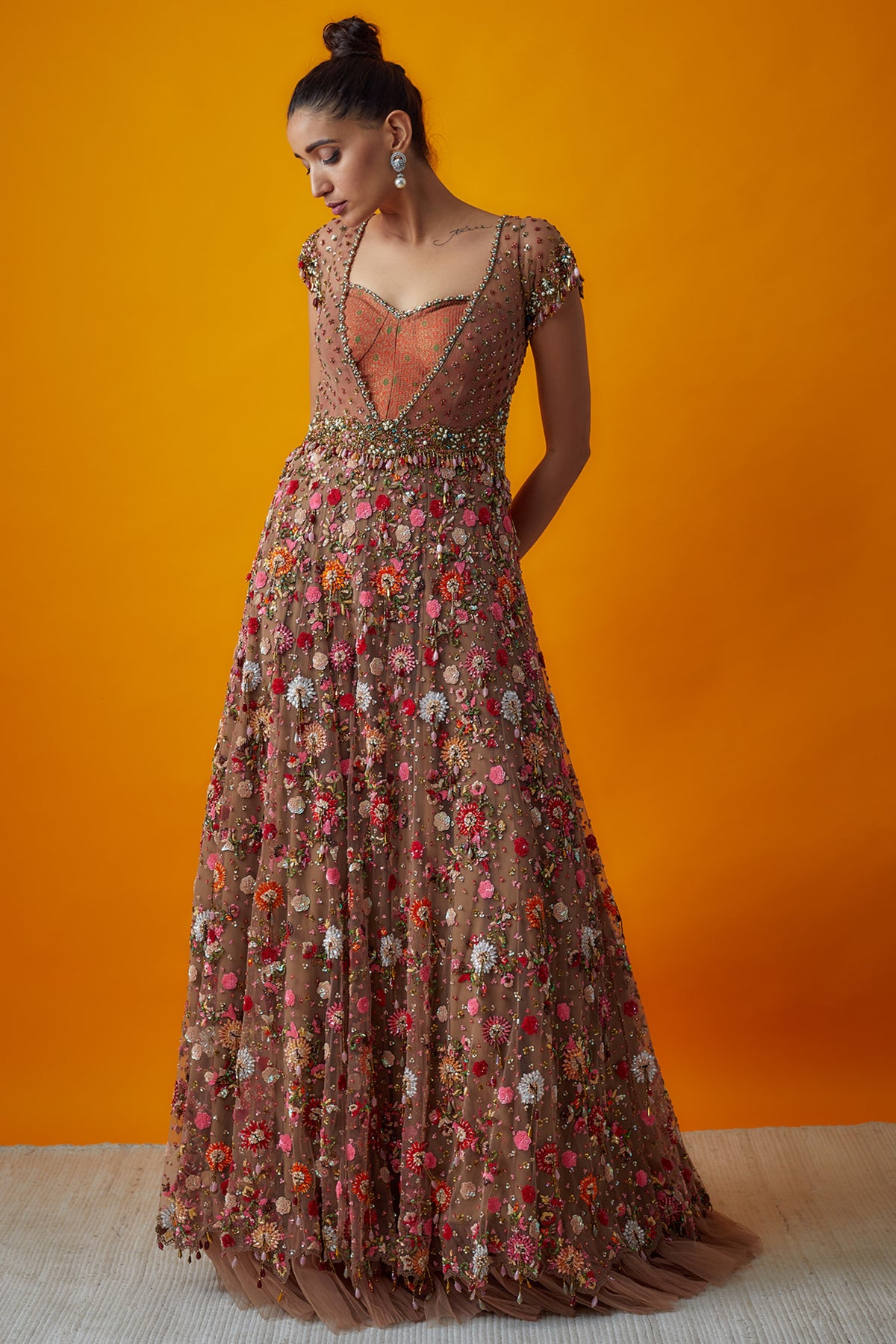 Multi Coloured Embroidered Gown