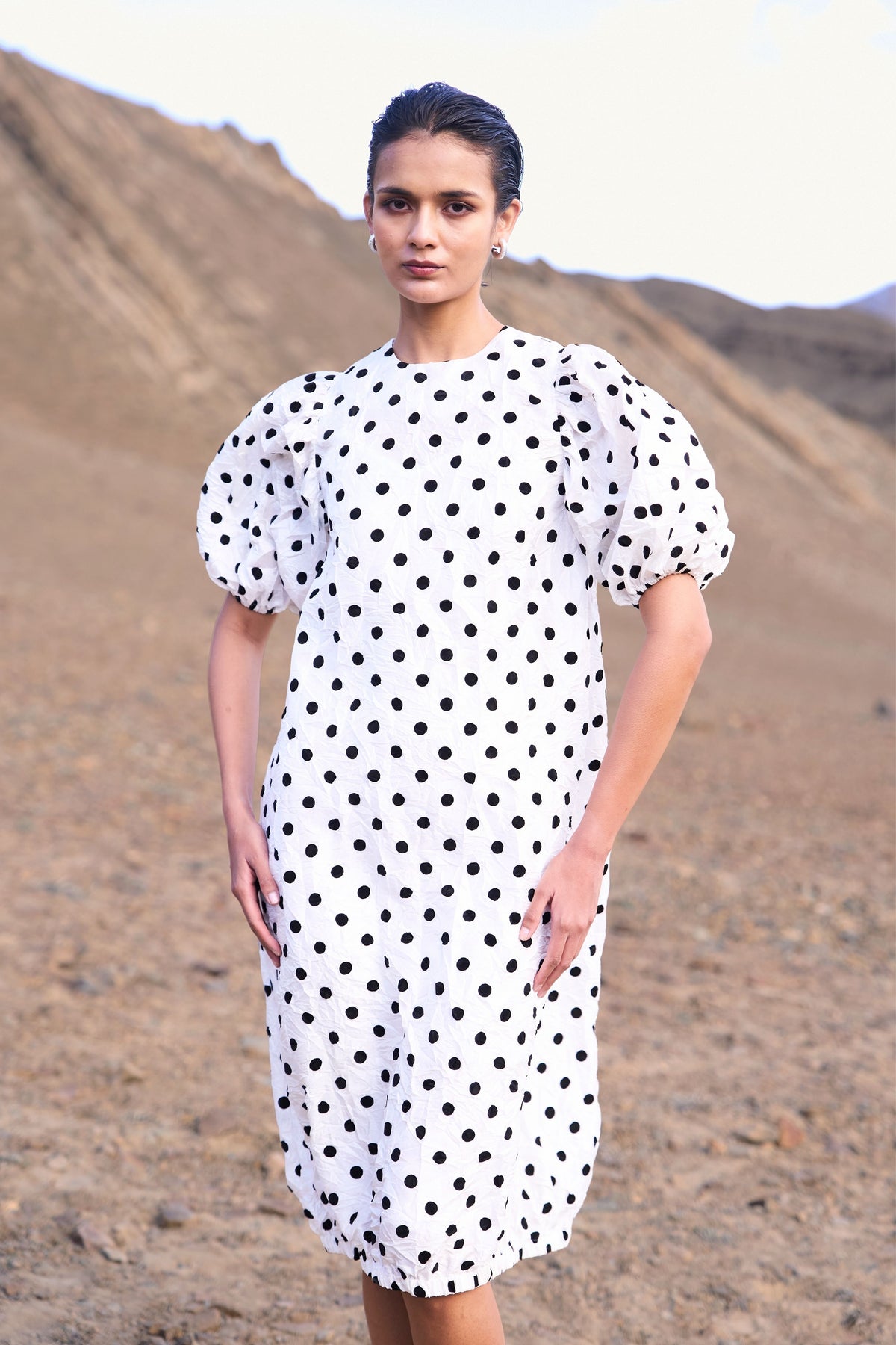 Crushed Polka Dot Dress