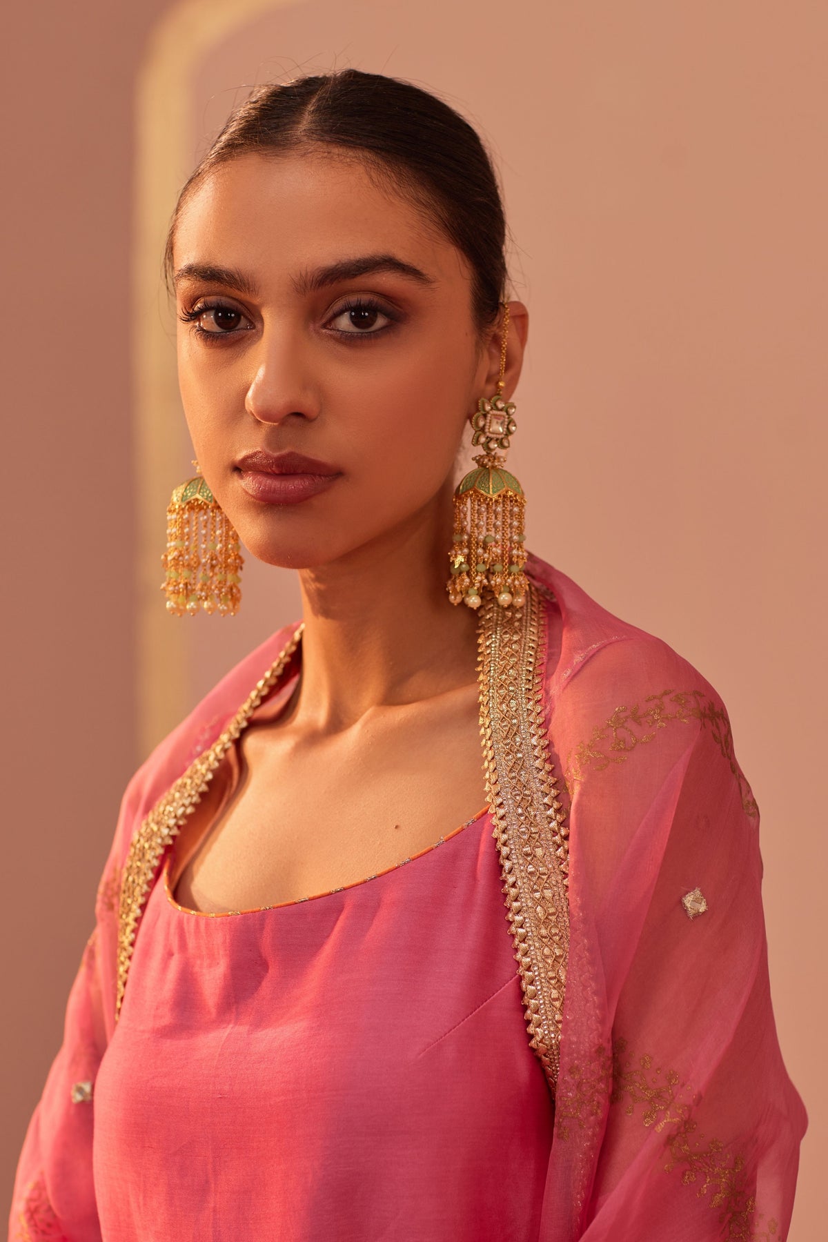 Yasmin Pink Straps Kurta Set