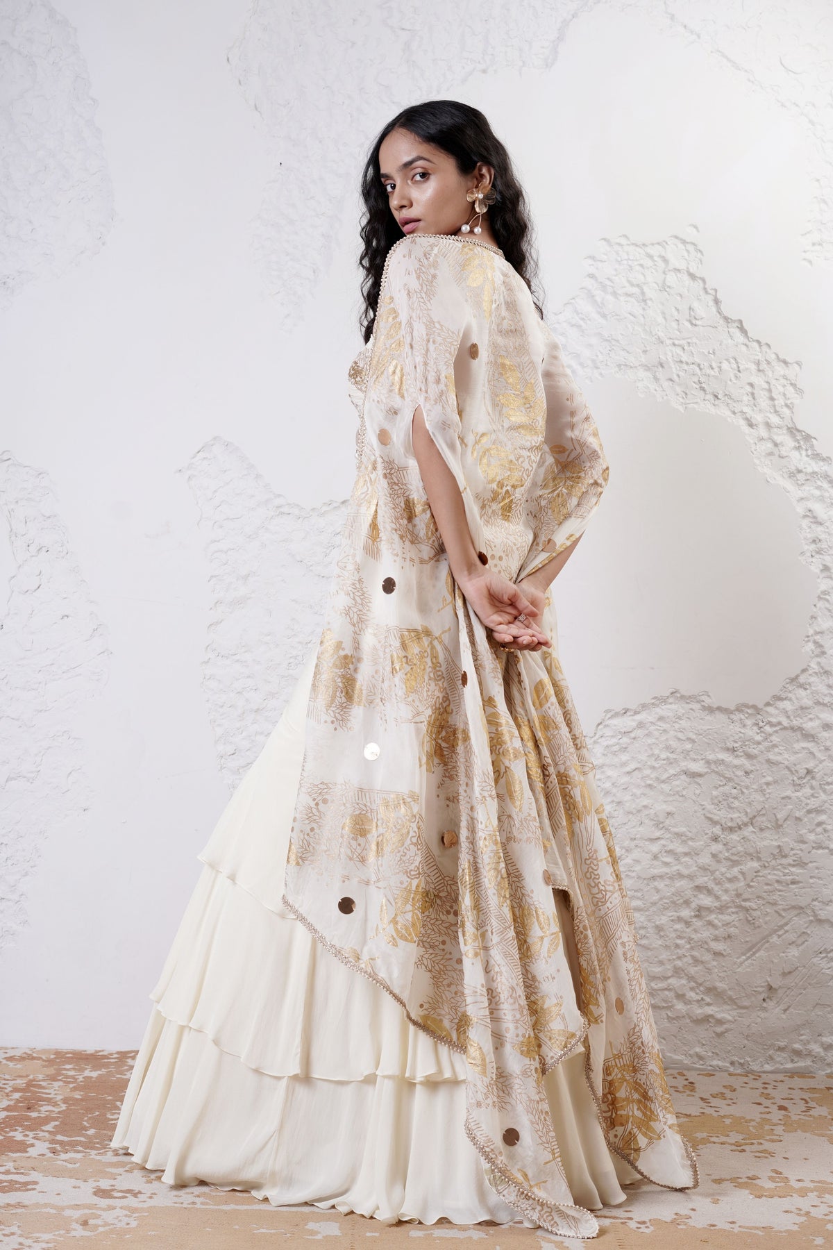 Ivory Layered Lehenga Set
