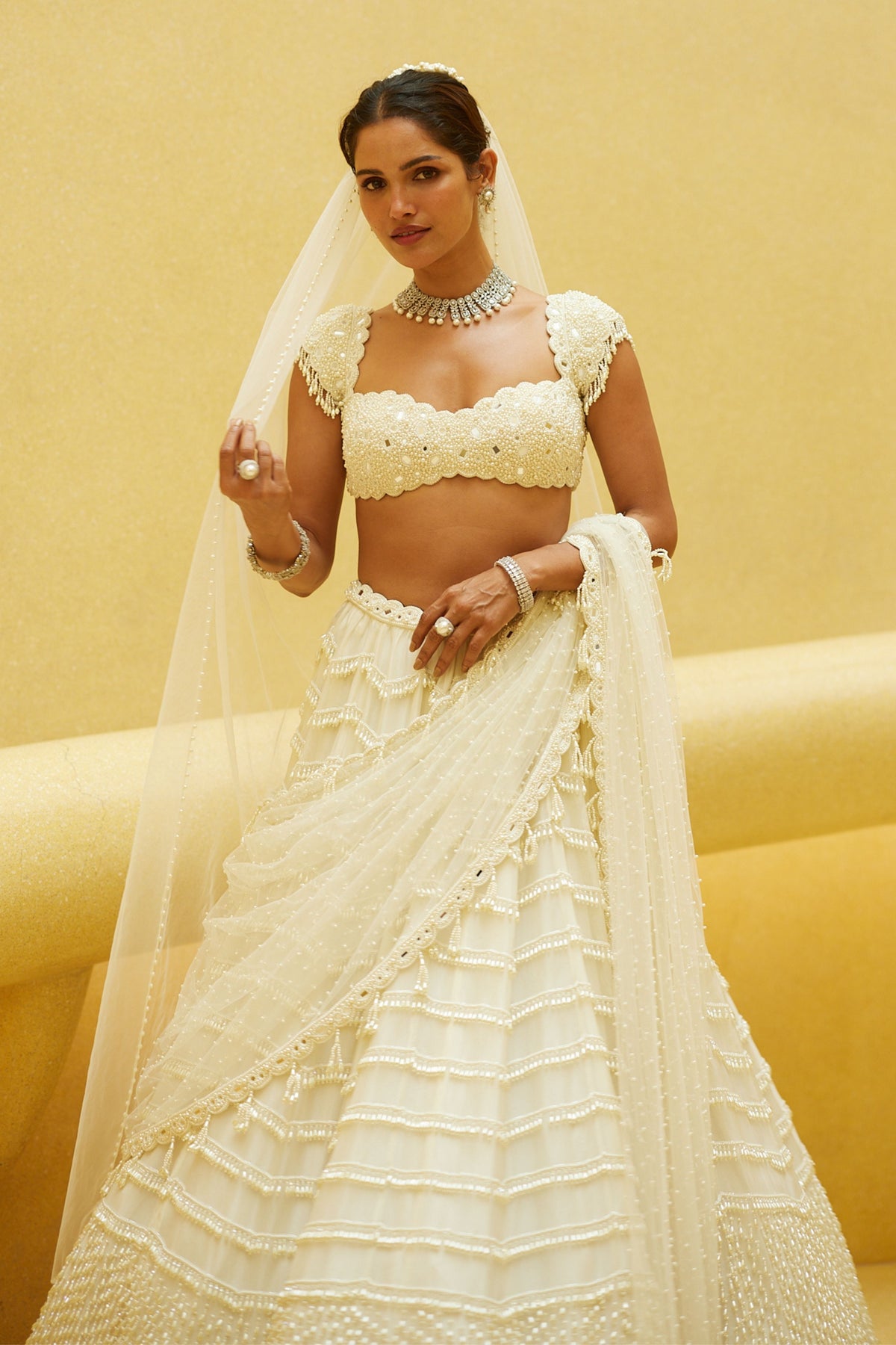 Mirror and Pearl Drop Lehenga Set