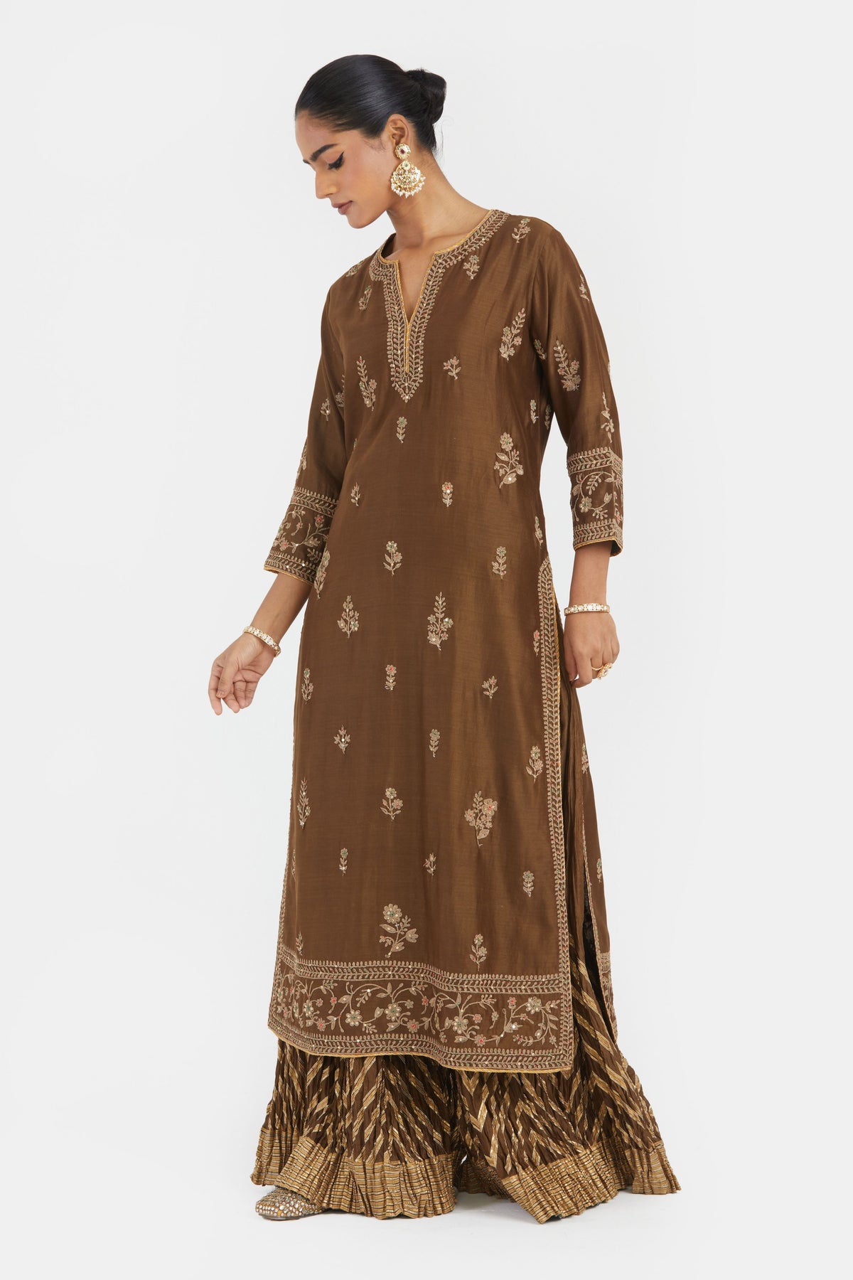 Chanderi Olive Sharara Set