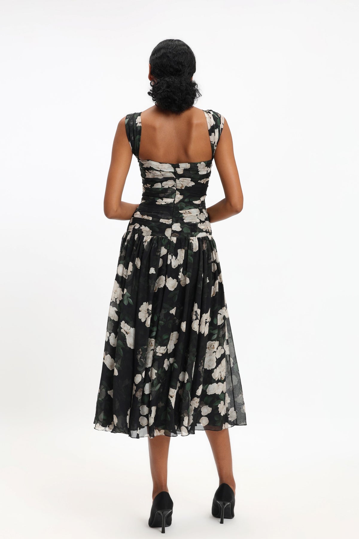 Drop Waisted Chiffon Midi