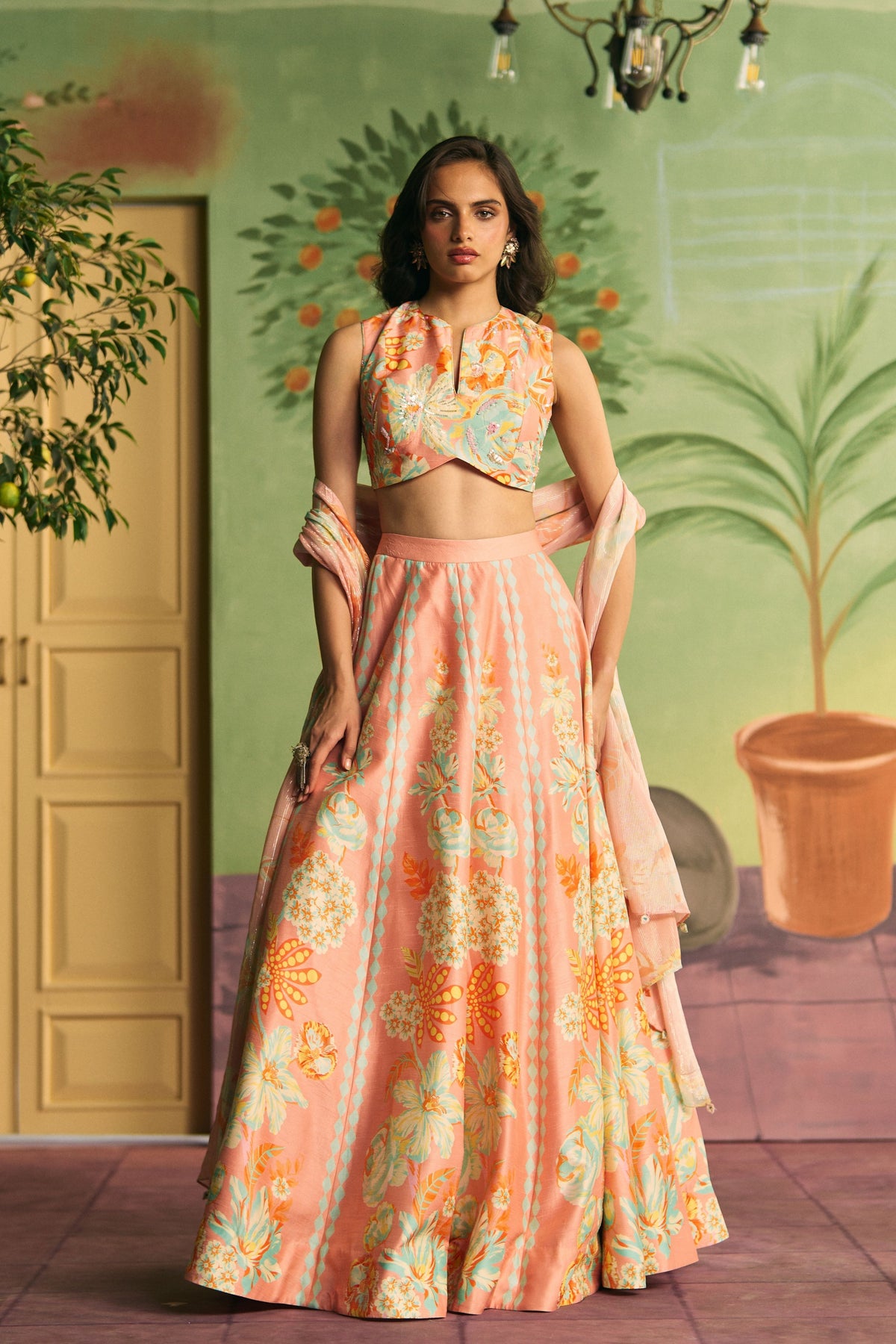 Peach Bloom Lehenga Set