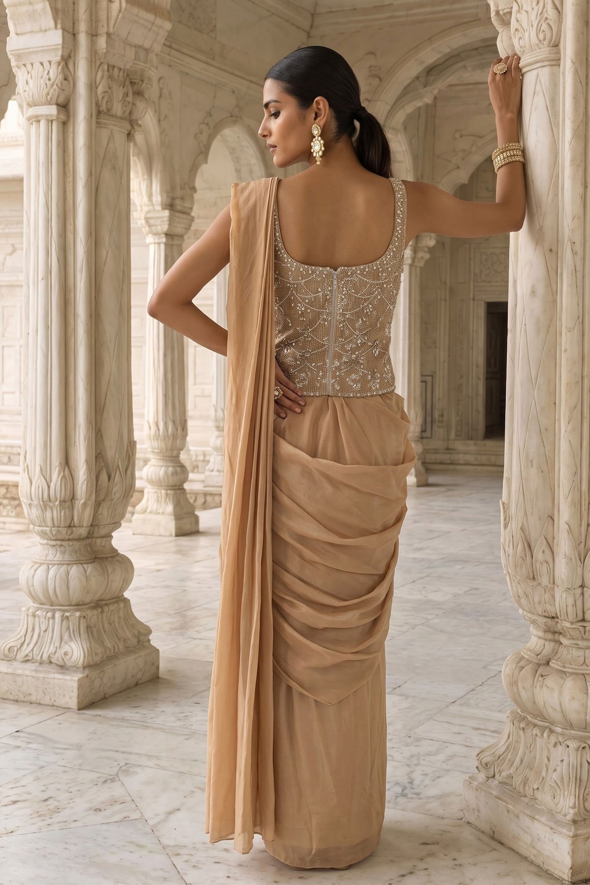 Pitambari Draped Saree Set
