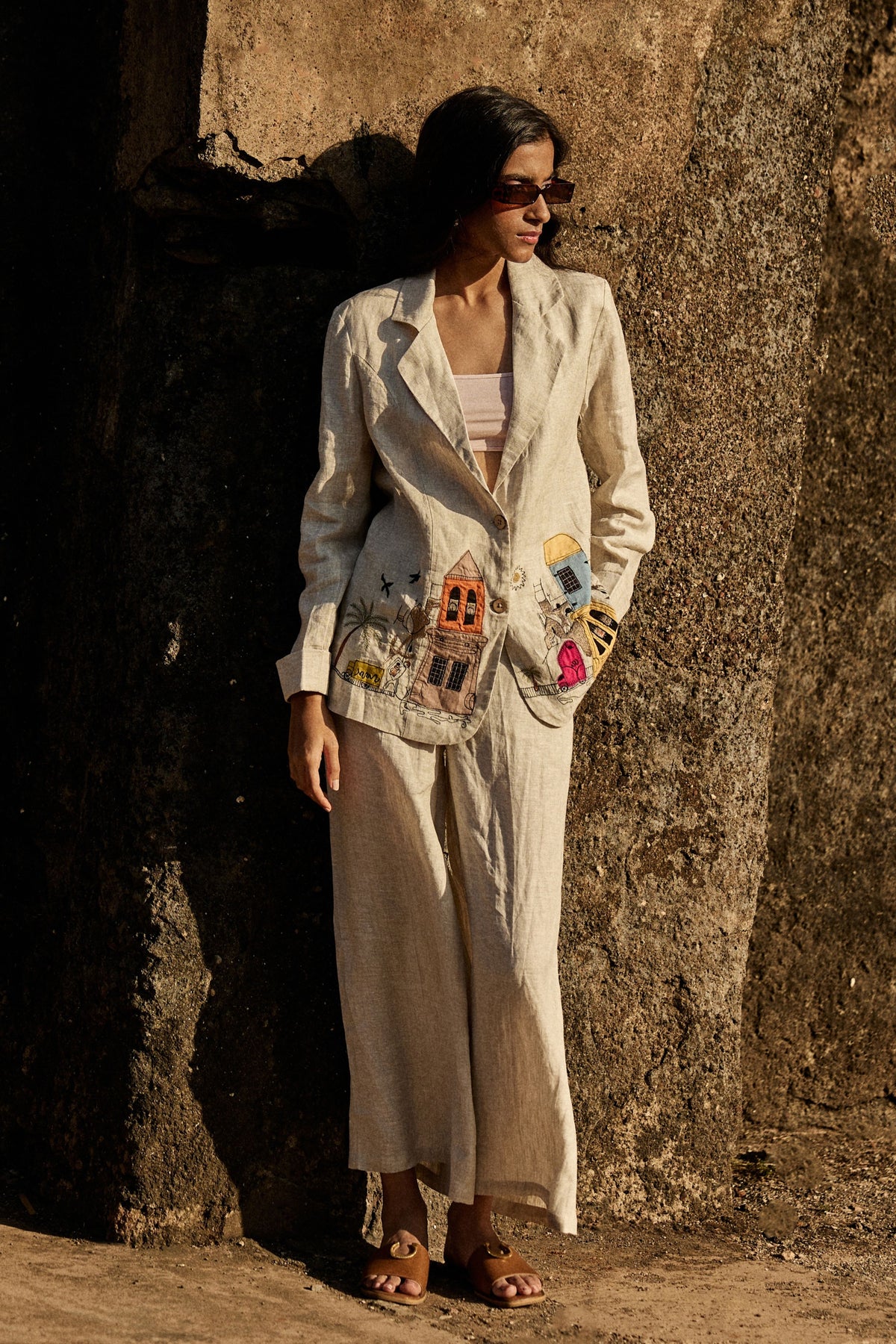 Beige Linen Blazer