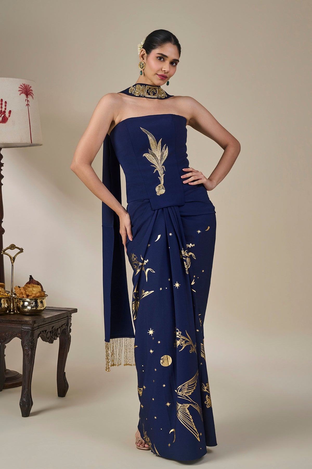 Blue Cosmic Birdsong Corset Set