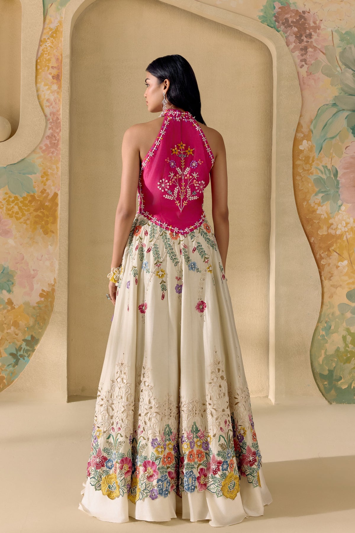 Fuchsia Mosaic Beadwork Top