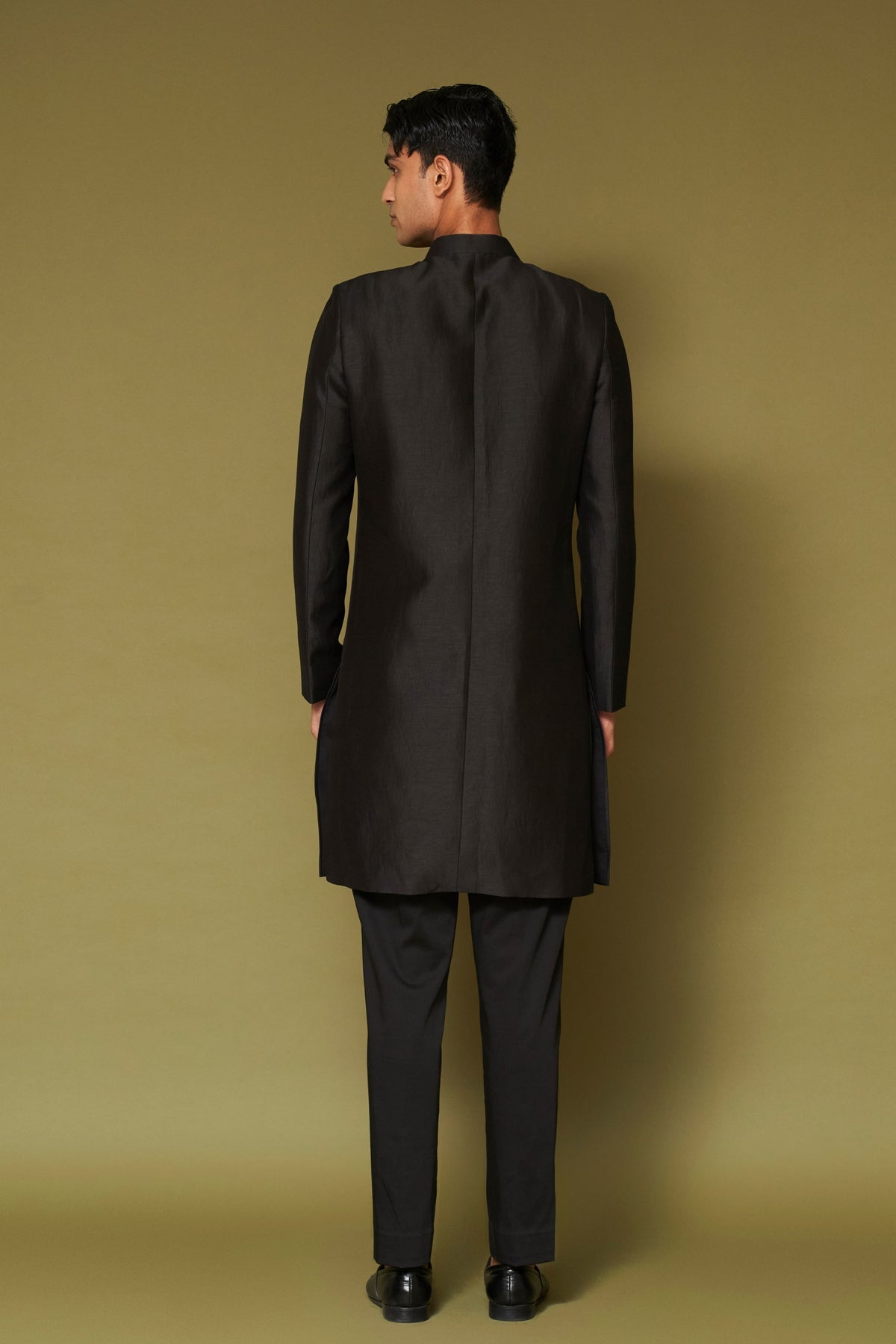 Black and Beige Sherwani Set