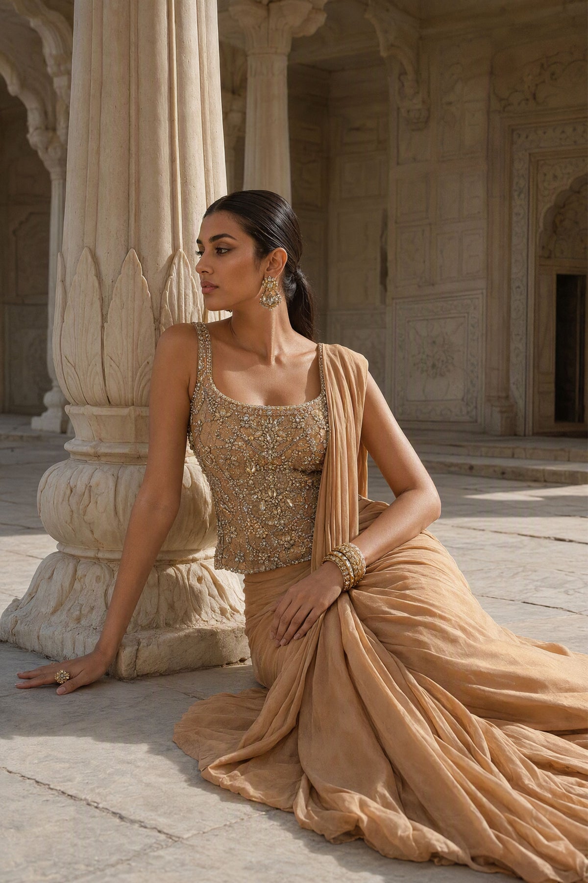 Pitambari Draped Saree Set