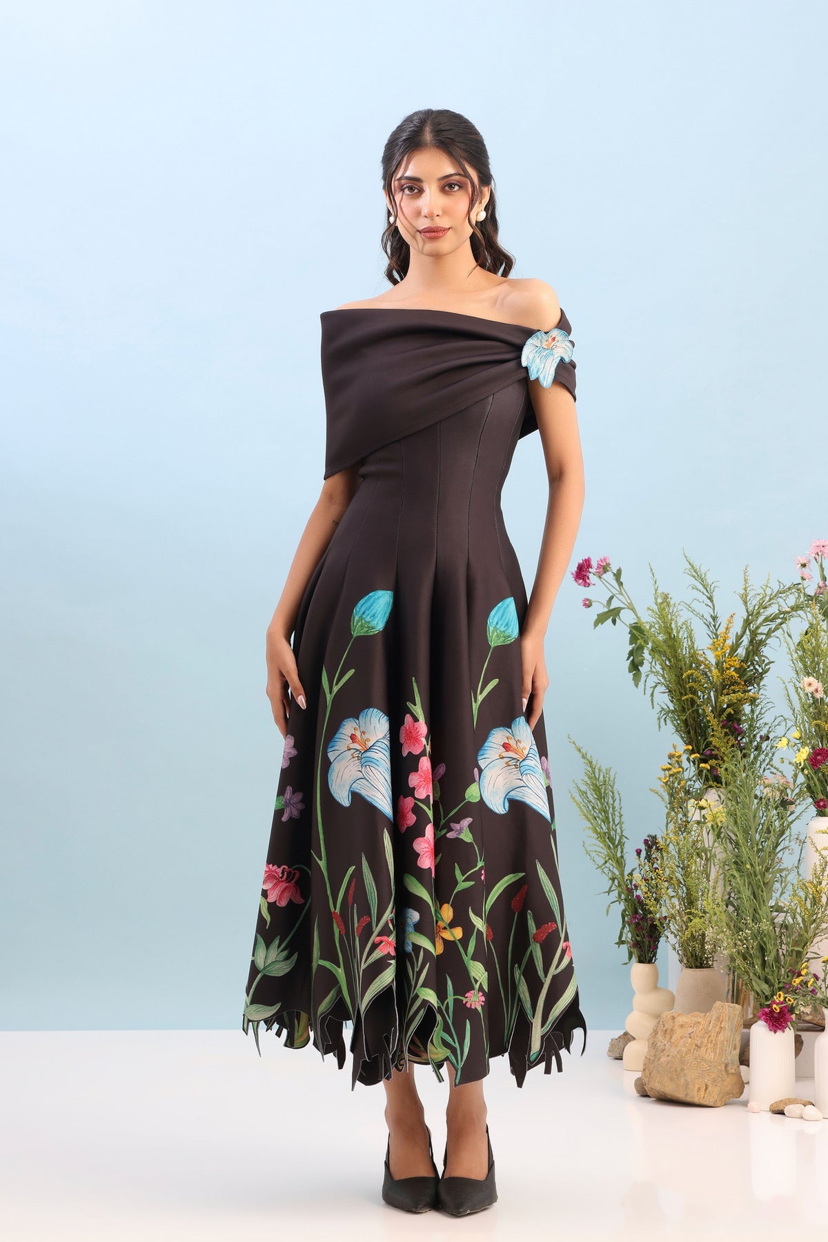 Printed Panel Detachable Dress Set