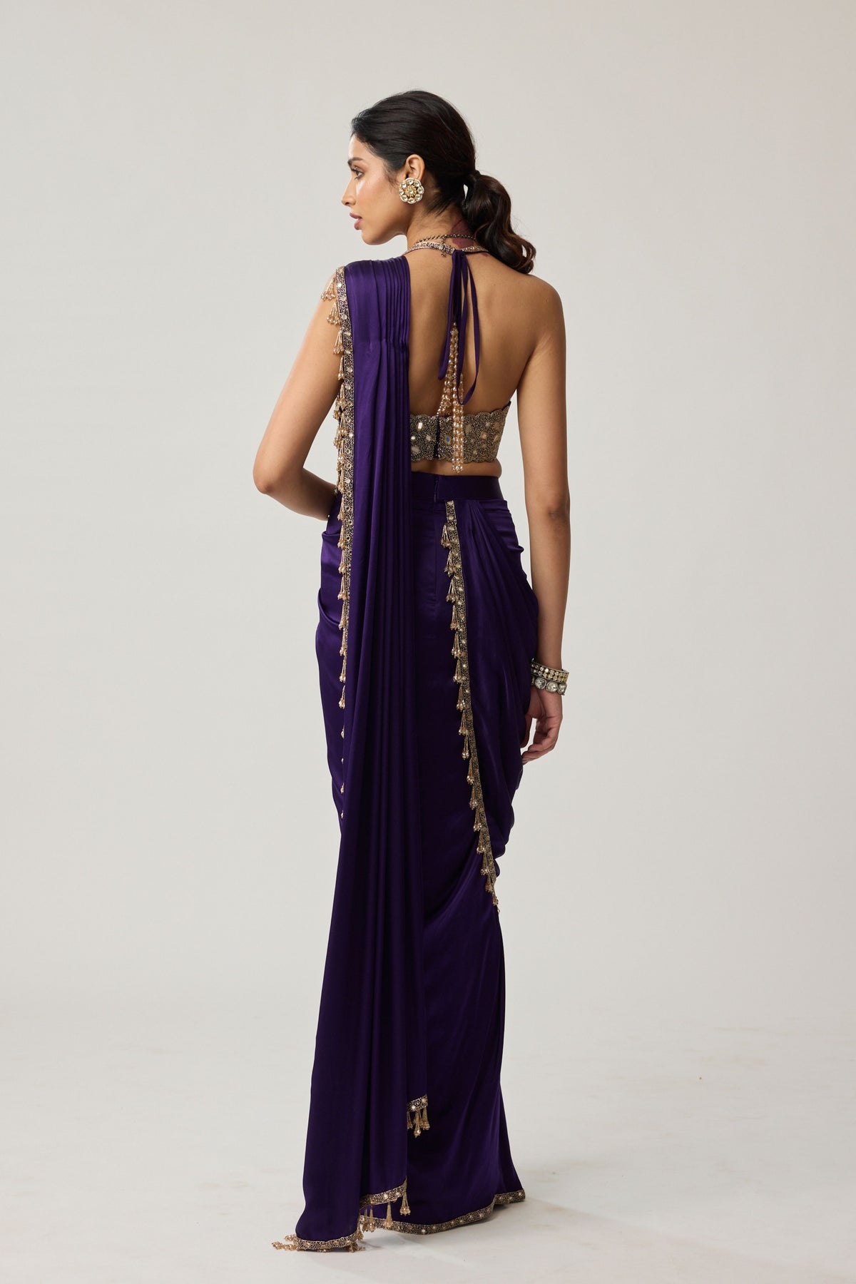 Royalty Purple Draped Saree Set