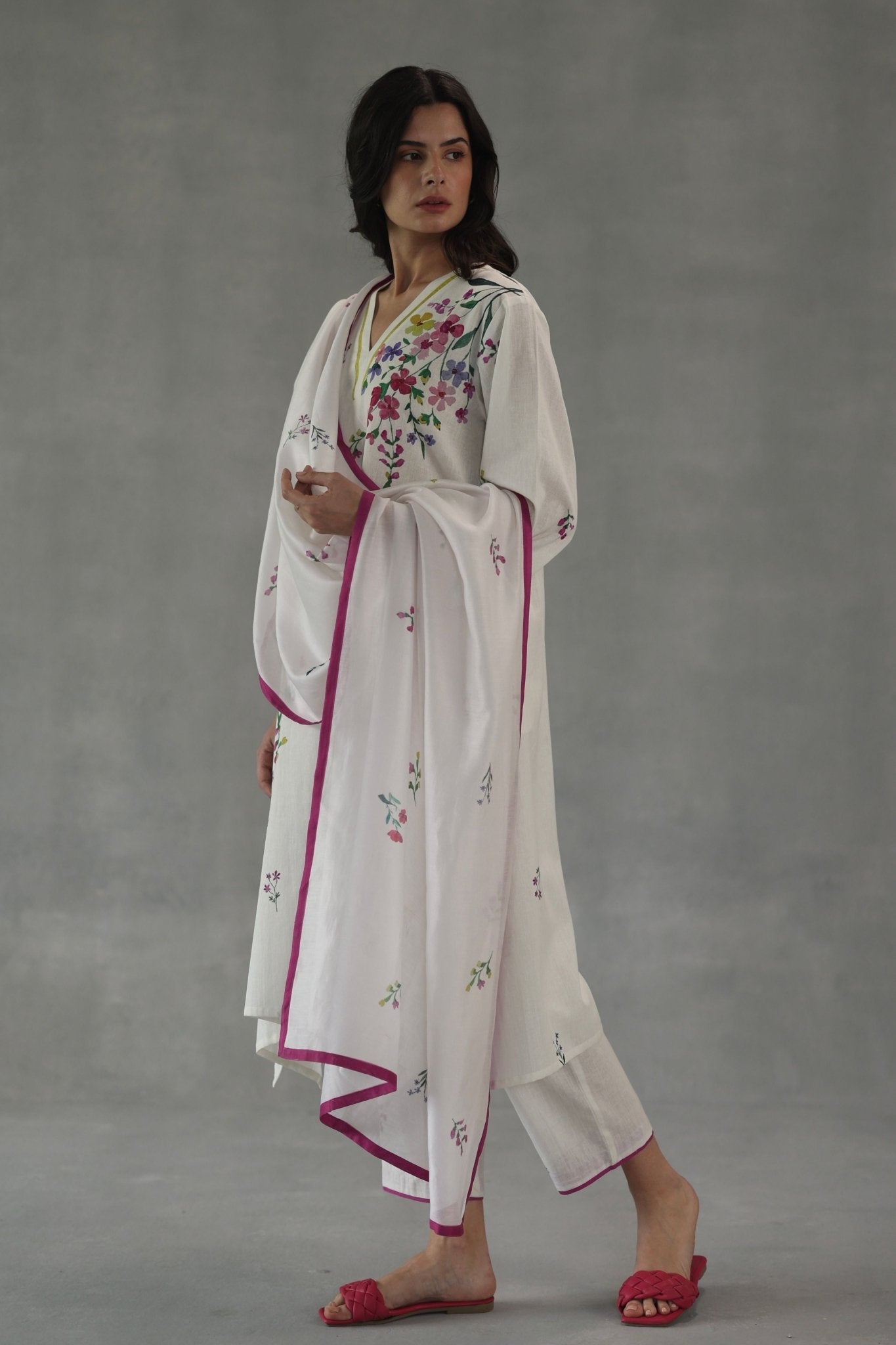 White Viola Dupatta - Roza Pret - Elahe