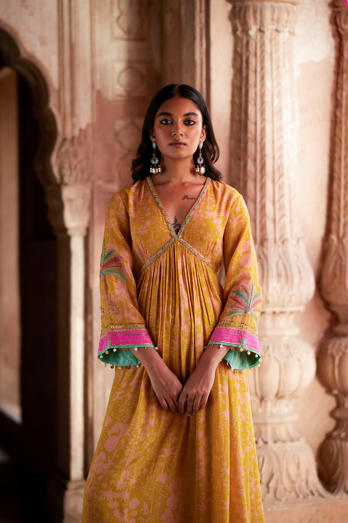 Nadira Yellow Bell Sleeve Kurta Set