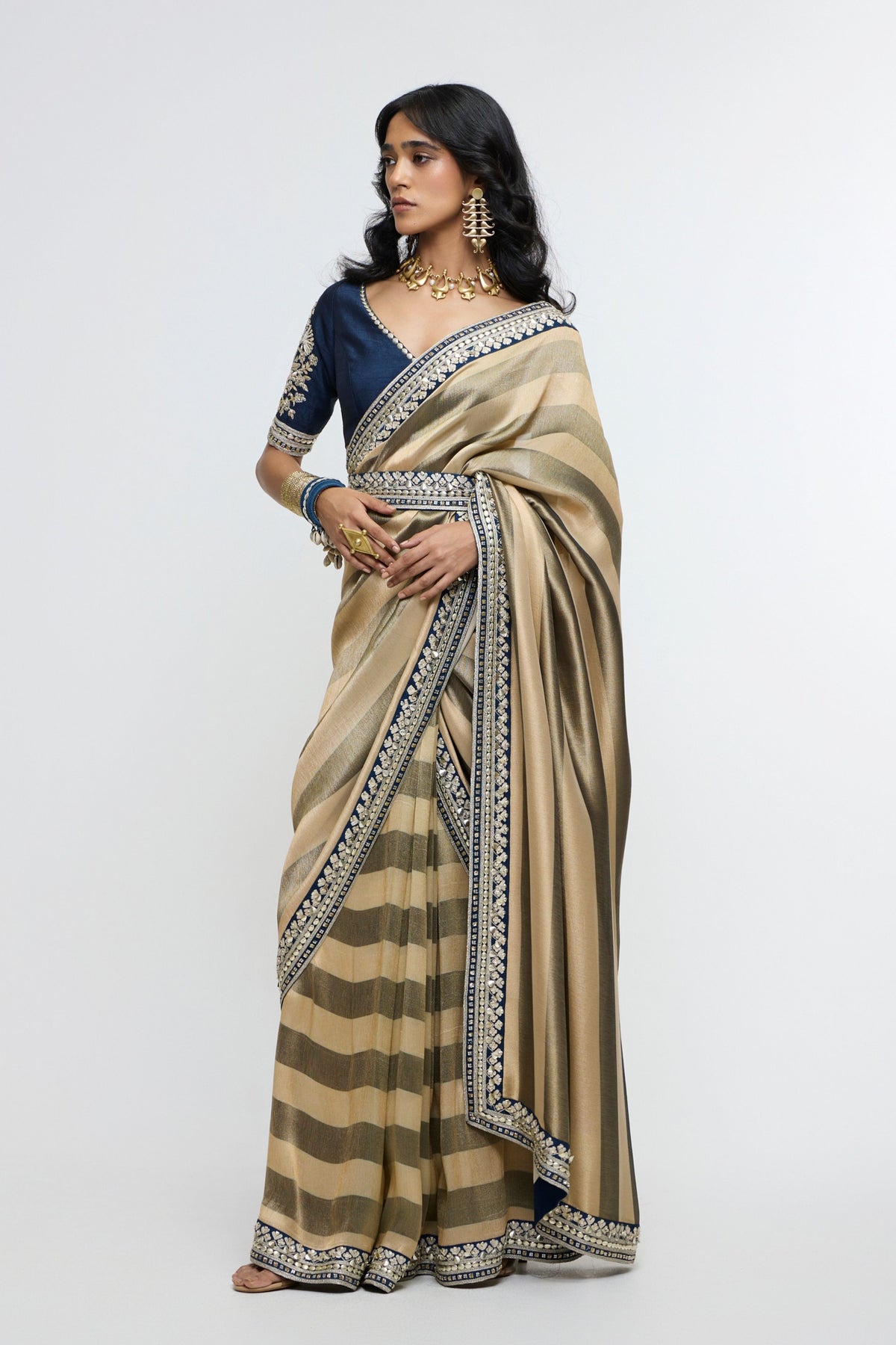 Chandra Mahal Stripe Saree Set