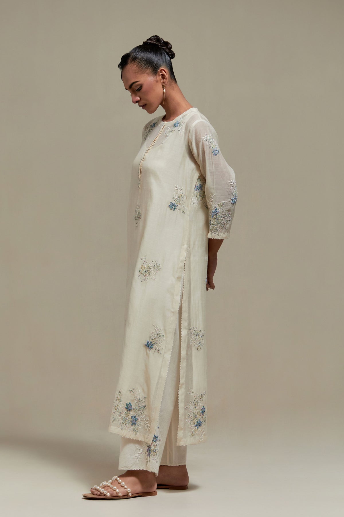 Blue Round Neck Kurta Set