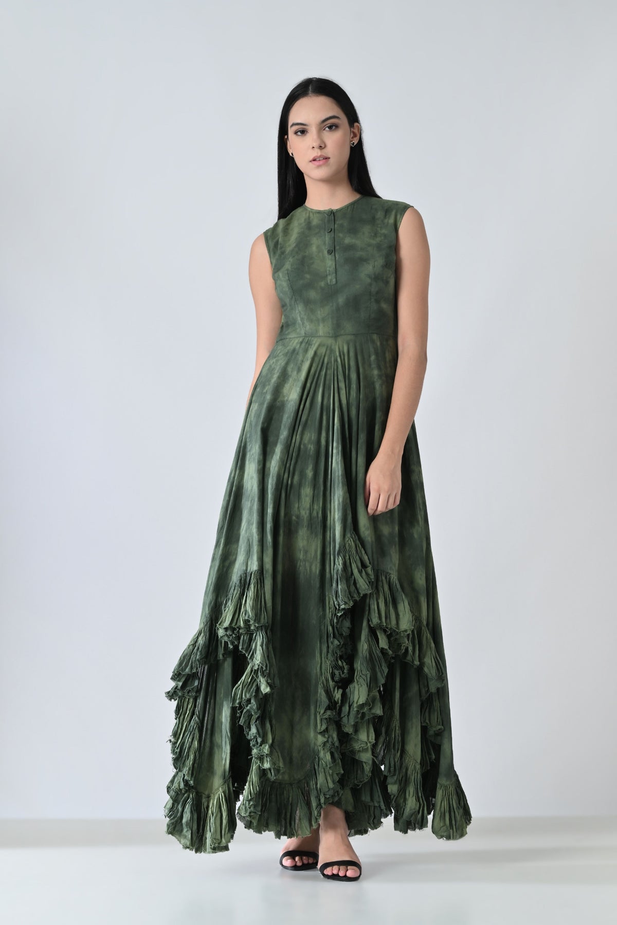 Cascade Ruffled High Low Dress