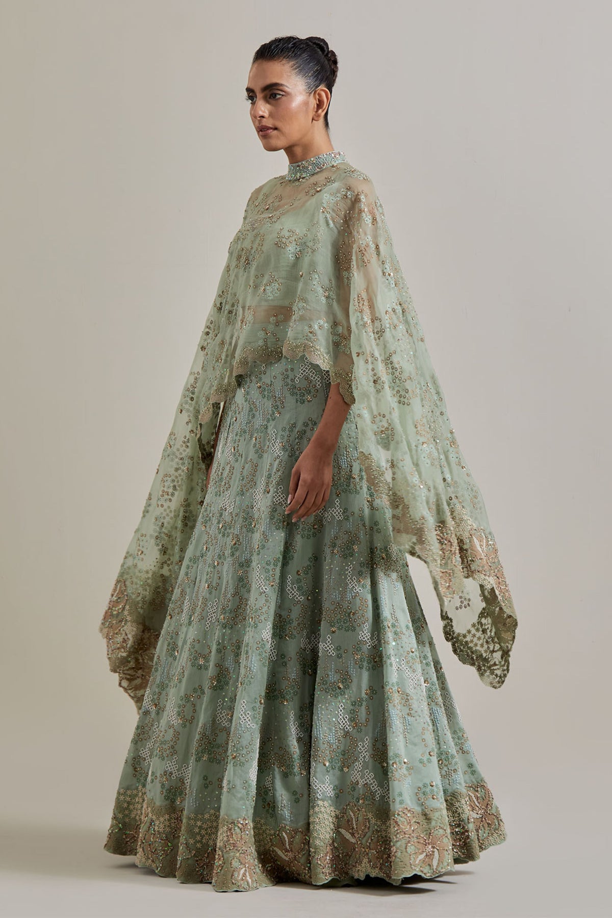 Sage Glimmer Cape Set