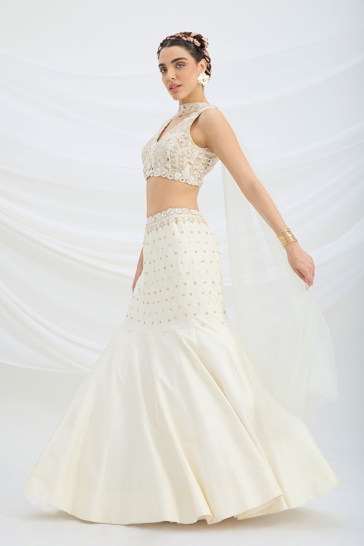 Fishcut Embroidered Lehenga Set