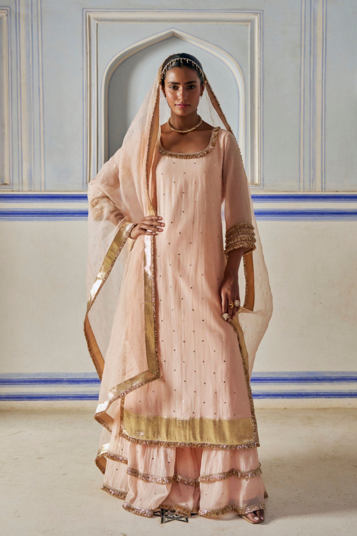 Vintage Blush Kurta Sharara Set