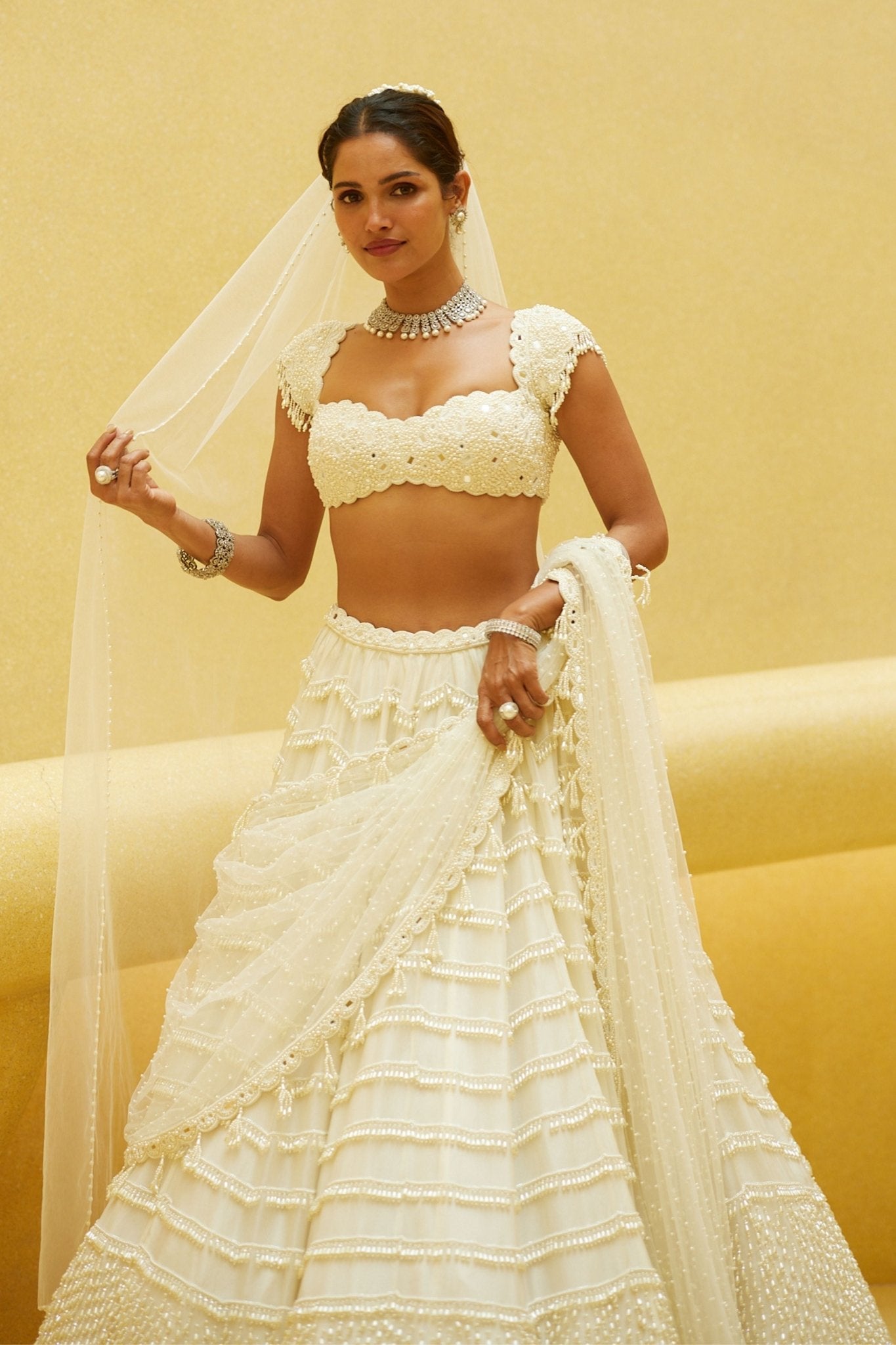 Mirror and Pearl Drop Lehenga Set - Vvani by Vani Vats - Elahe