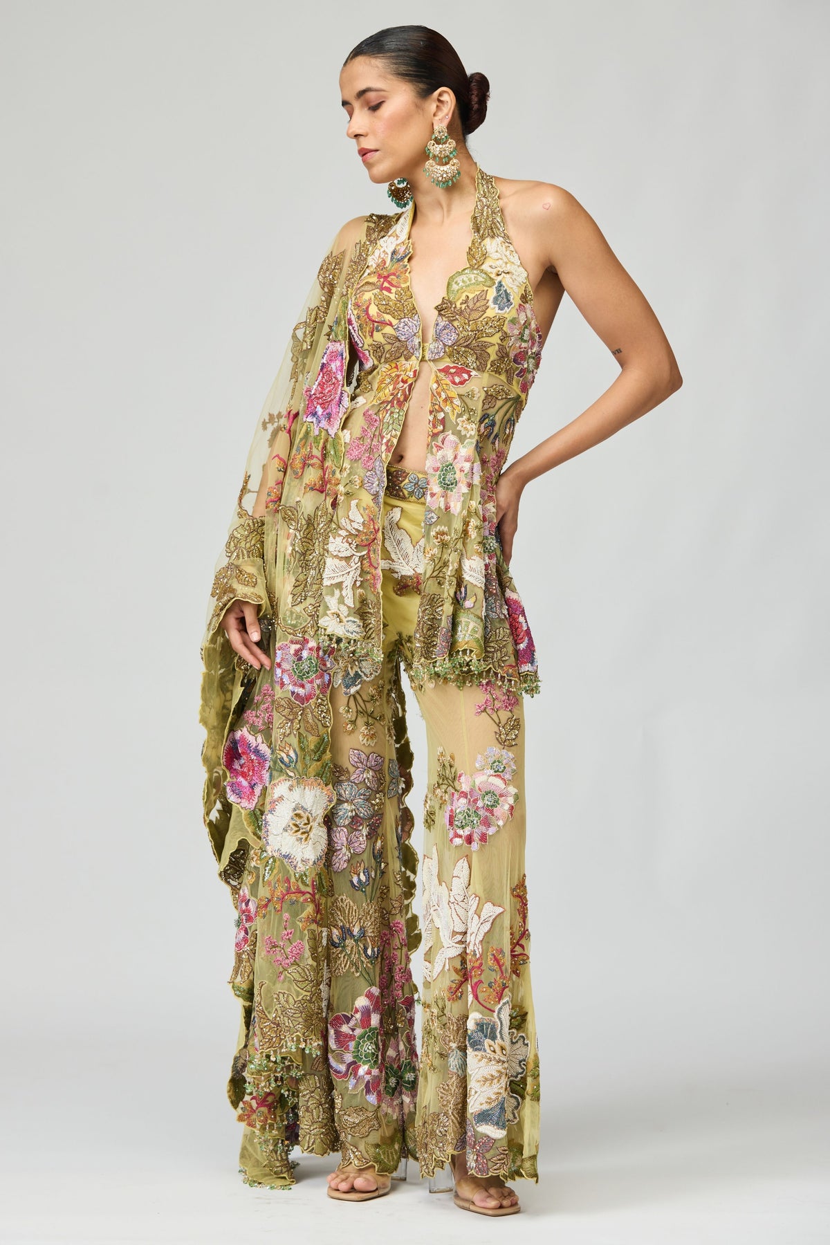 Multicolor Embroidered Sharara Set