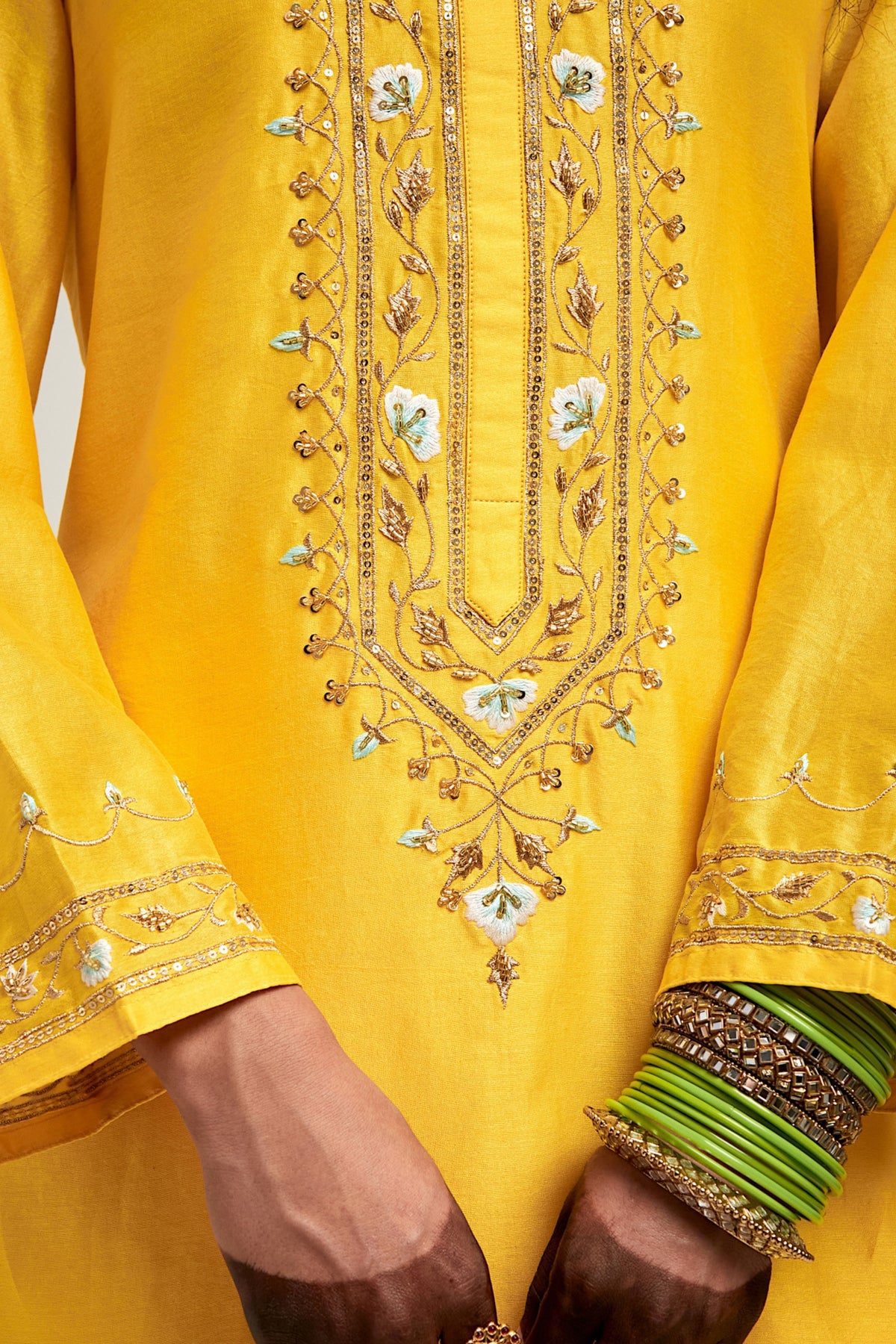 Yellow Embroidered Kurta Set
