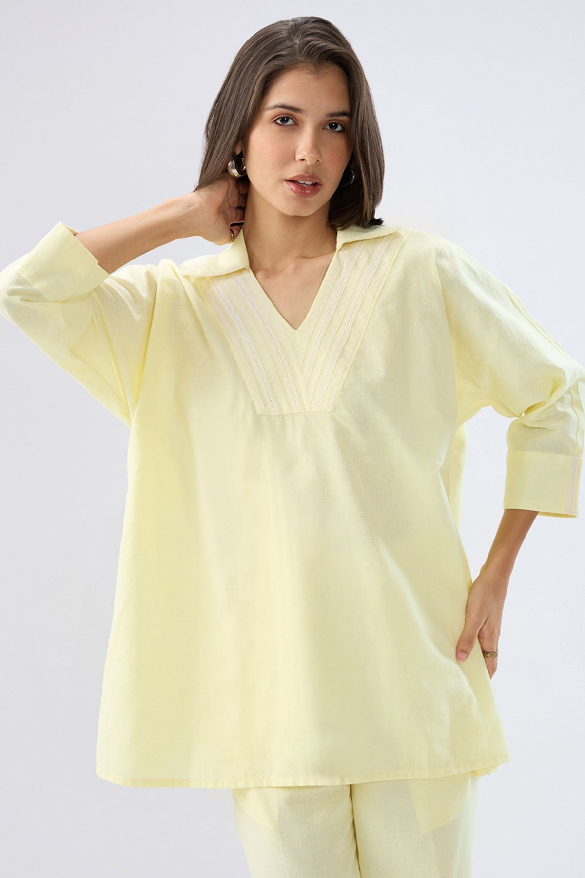 Yellow V-neck Co-ord Set