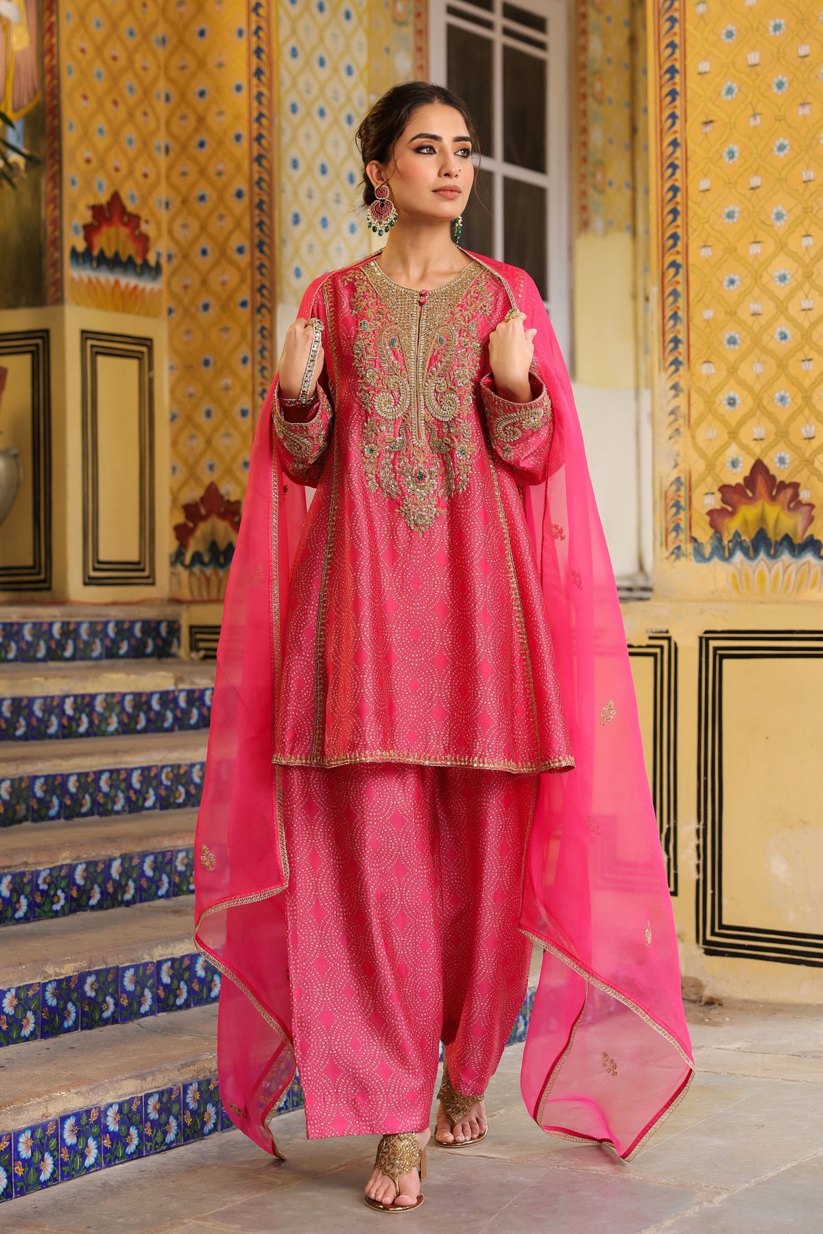 Ahista Pink Short Kurta Set
