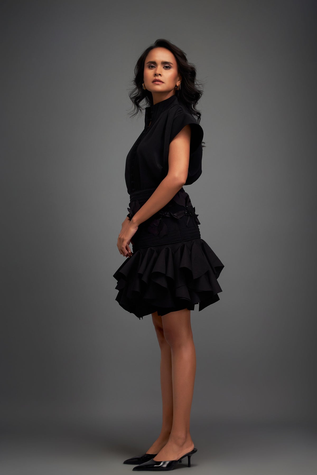 Back Top With Ruffles Skirt