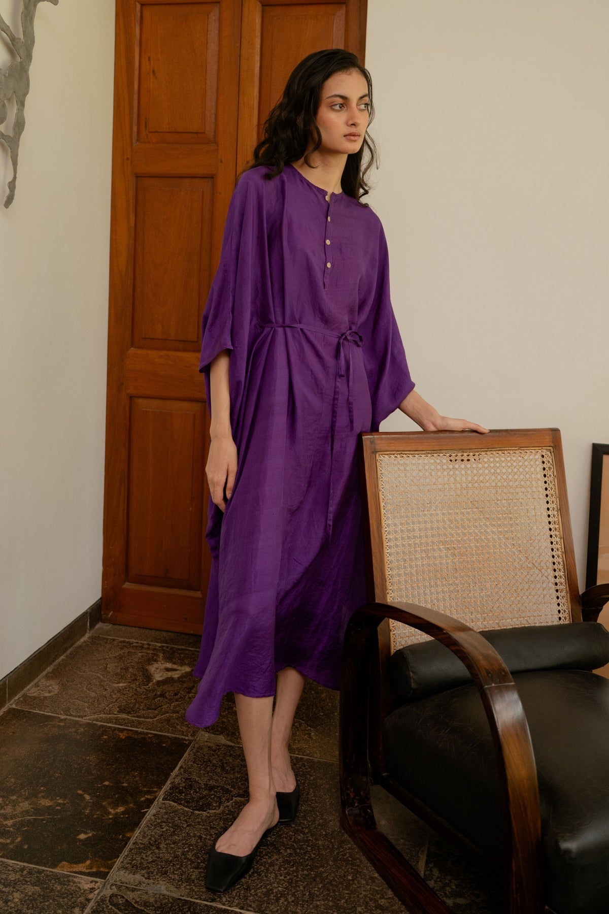 Purple Tie Up Kaftan