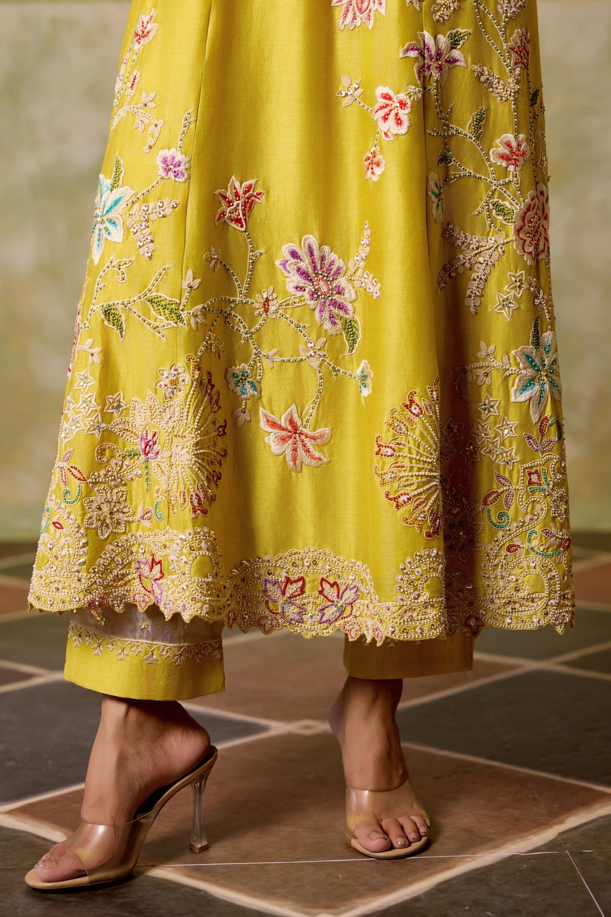 Yellow chanderi Kurta Set