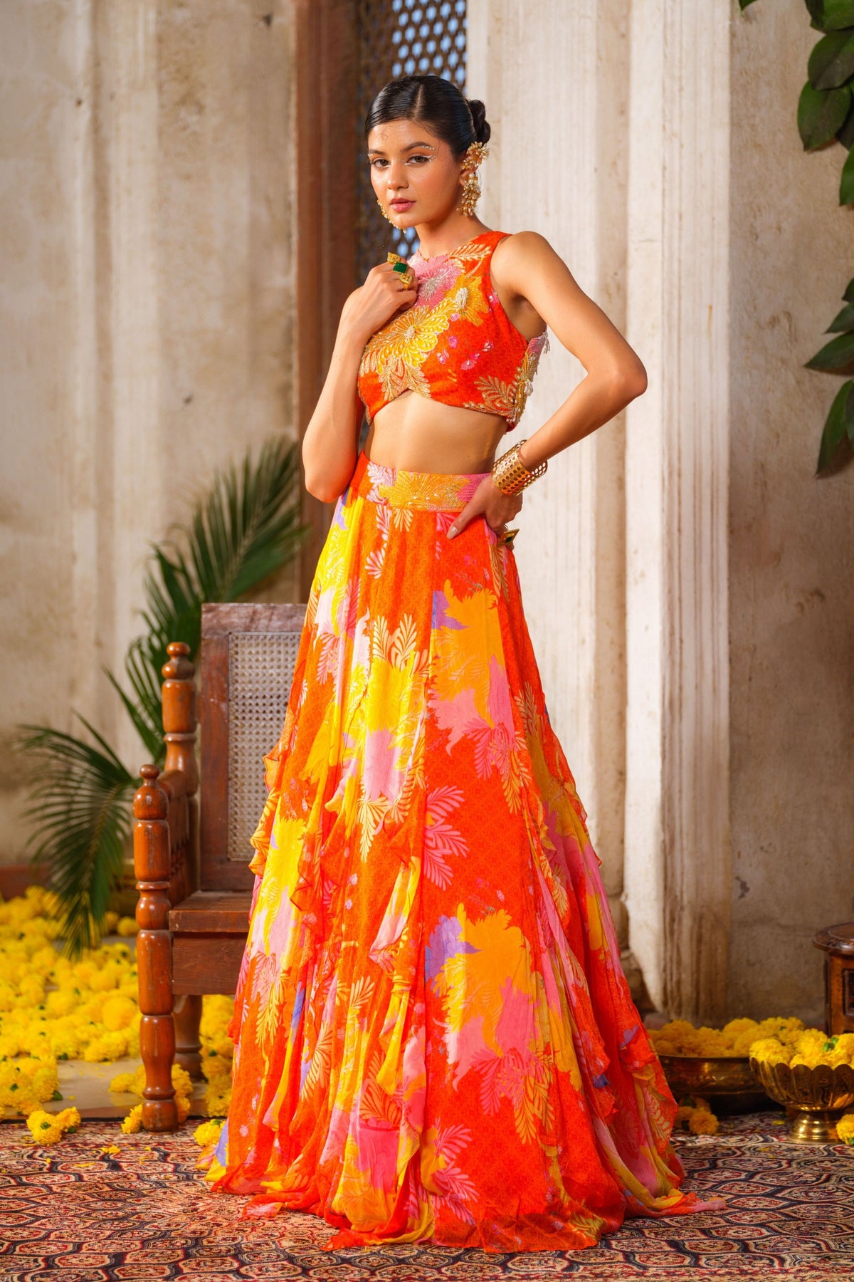 Gul Ruffled Lehenga Set