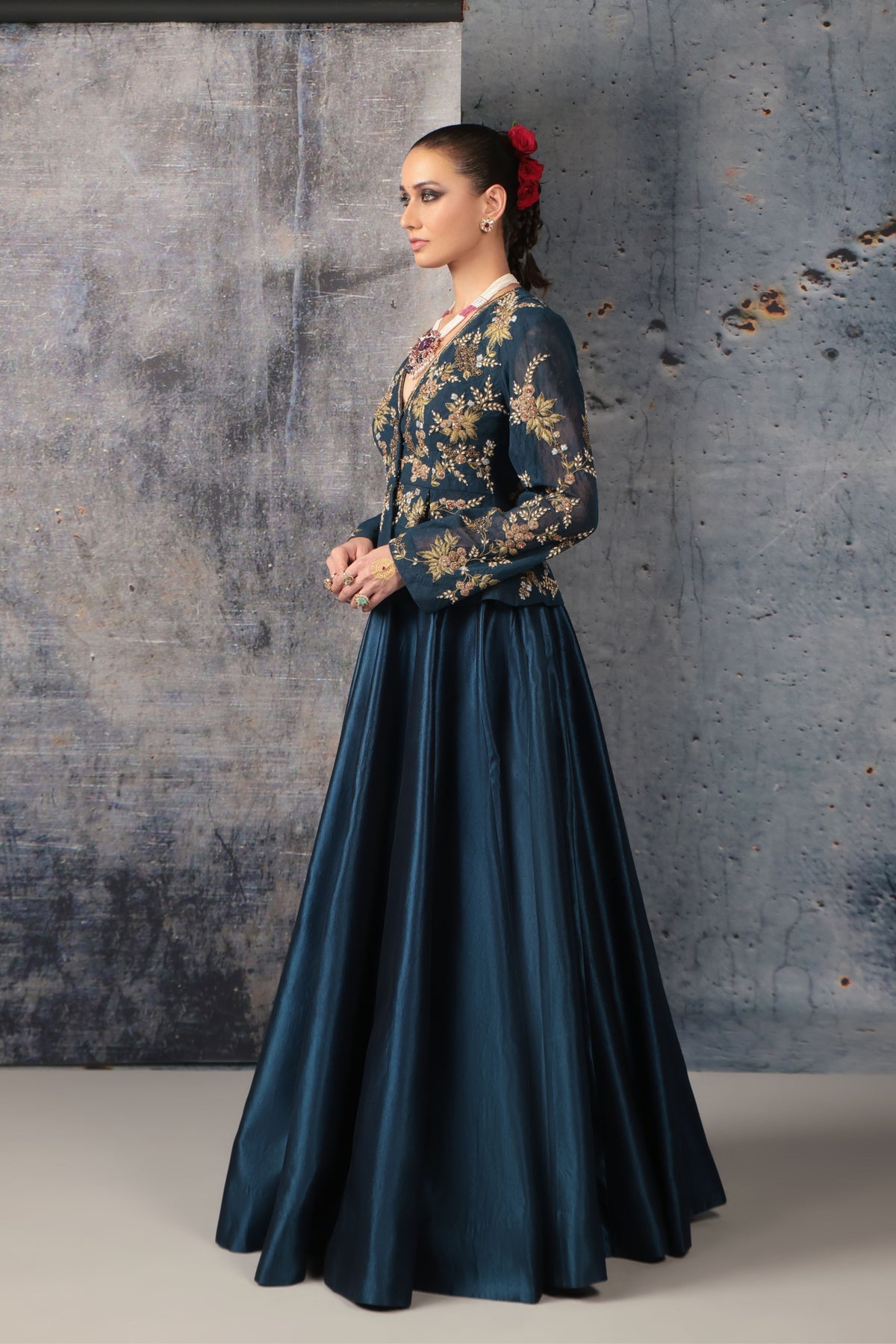Blue Peplum Lehenga Set
