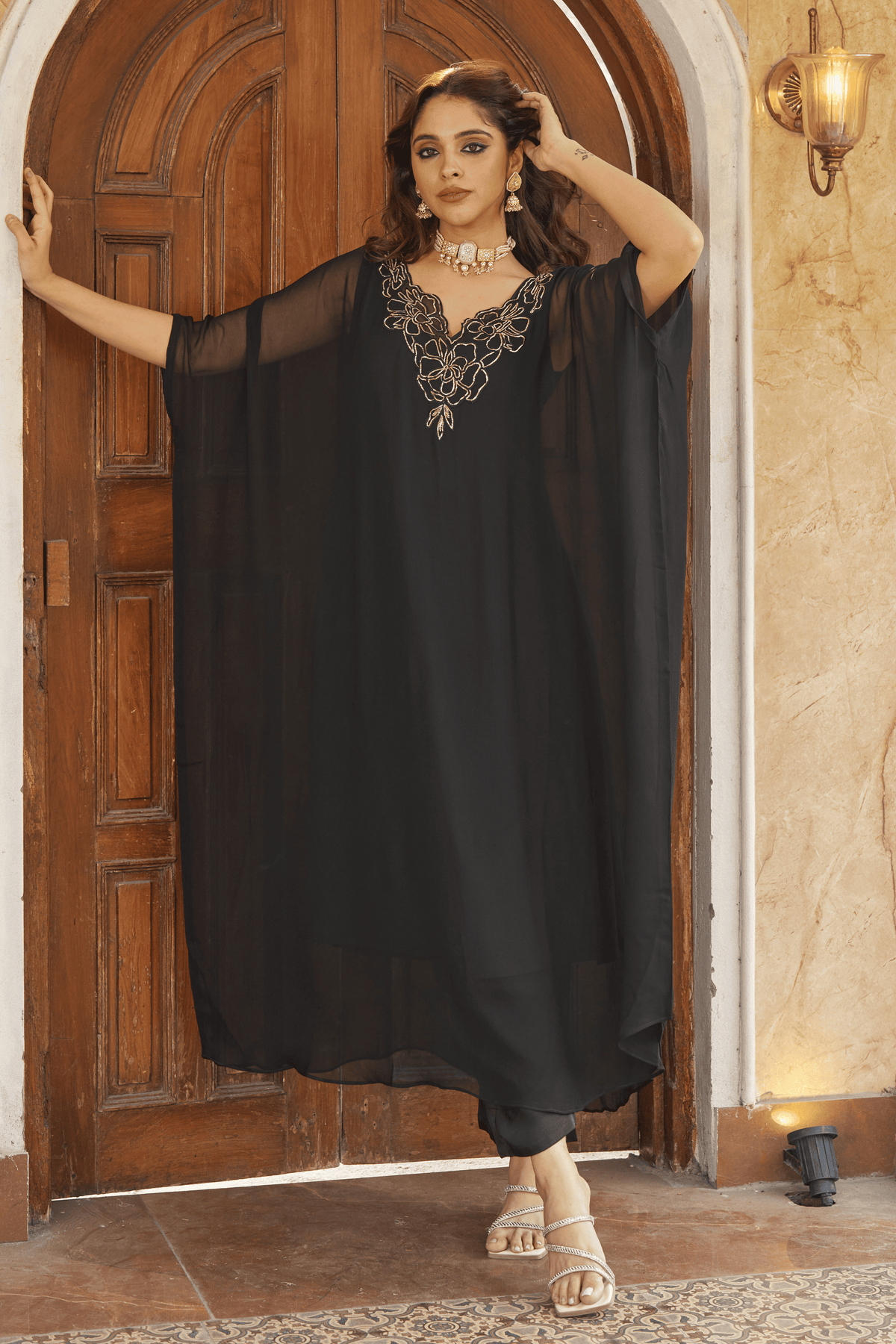Ruya Black Kaftan Set