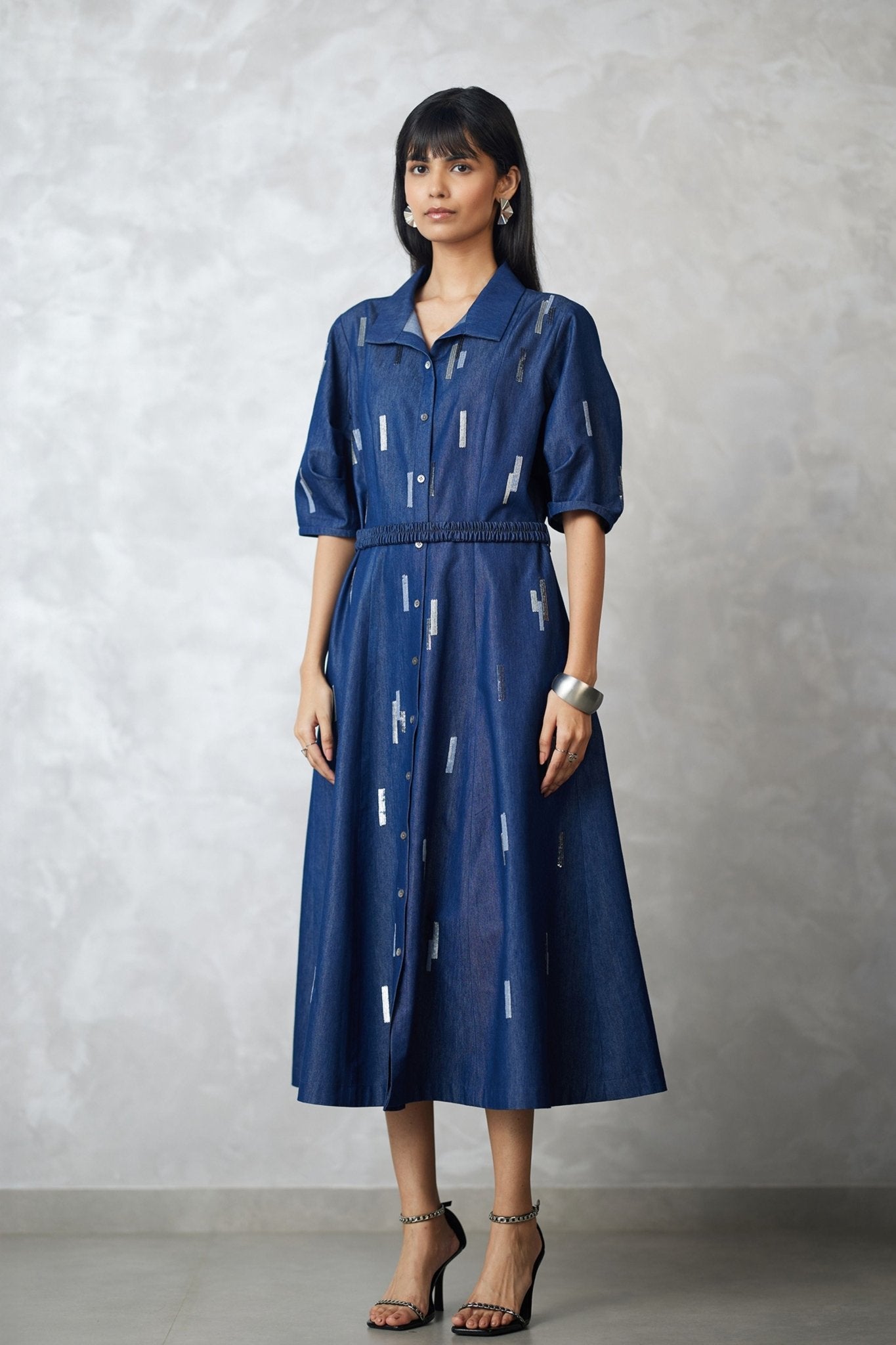 Denim Dark Blue Dress - Nachiket Barve - Elahe