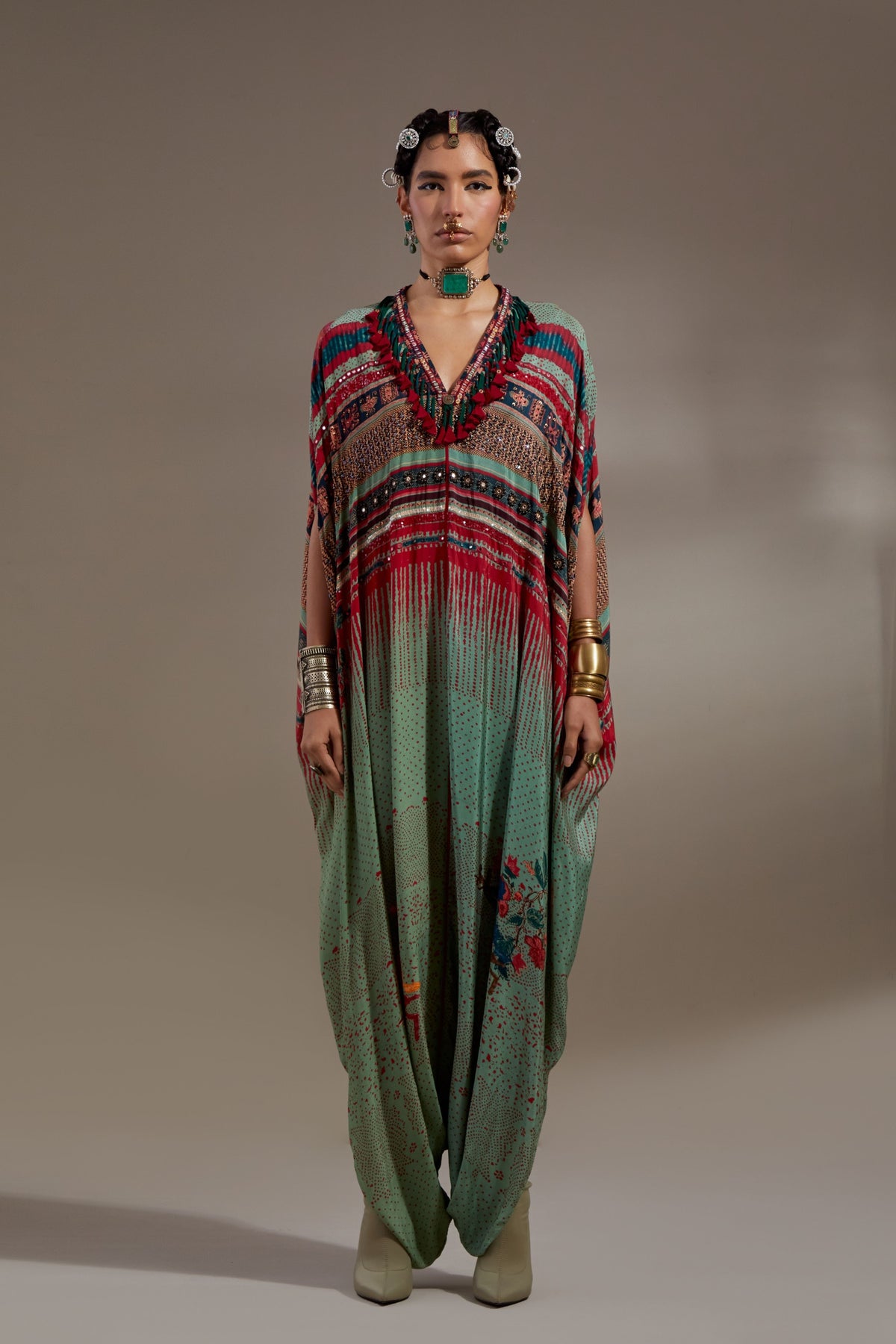 Ash Green Vayu Kaftan Jumpsuit