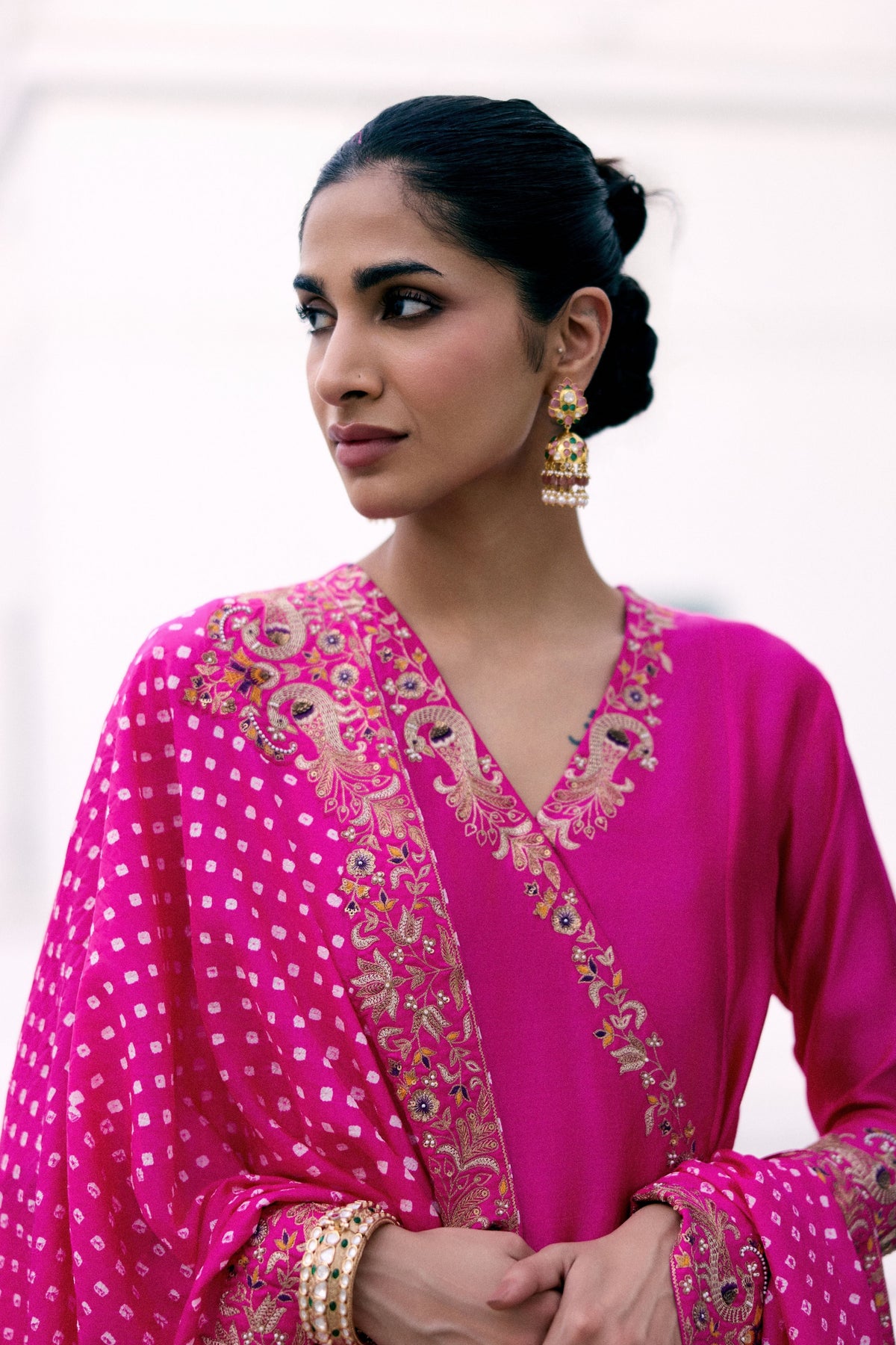 Peacock Bandhani Angrakha Set