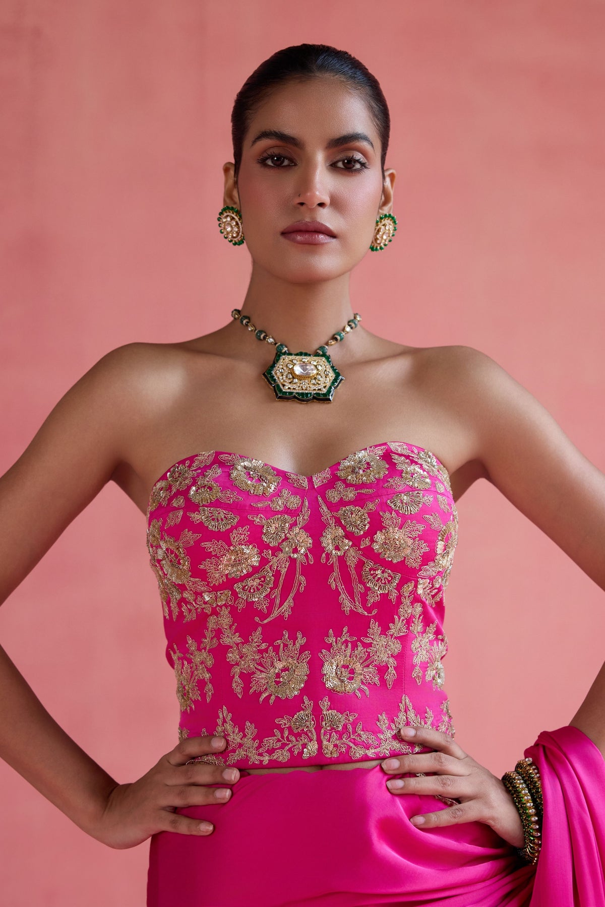 Yasmin Fuchsia Saree Set