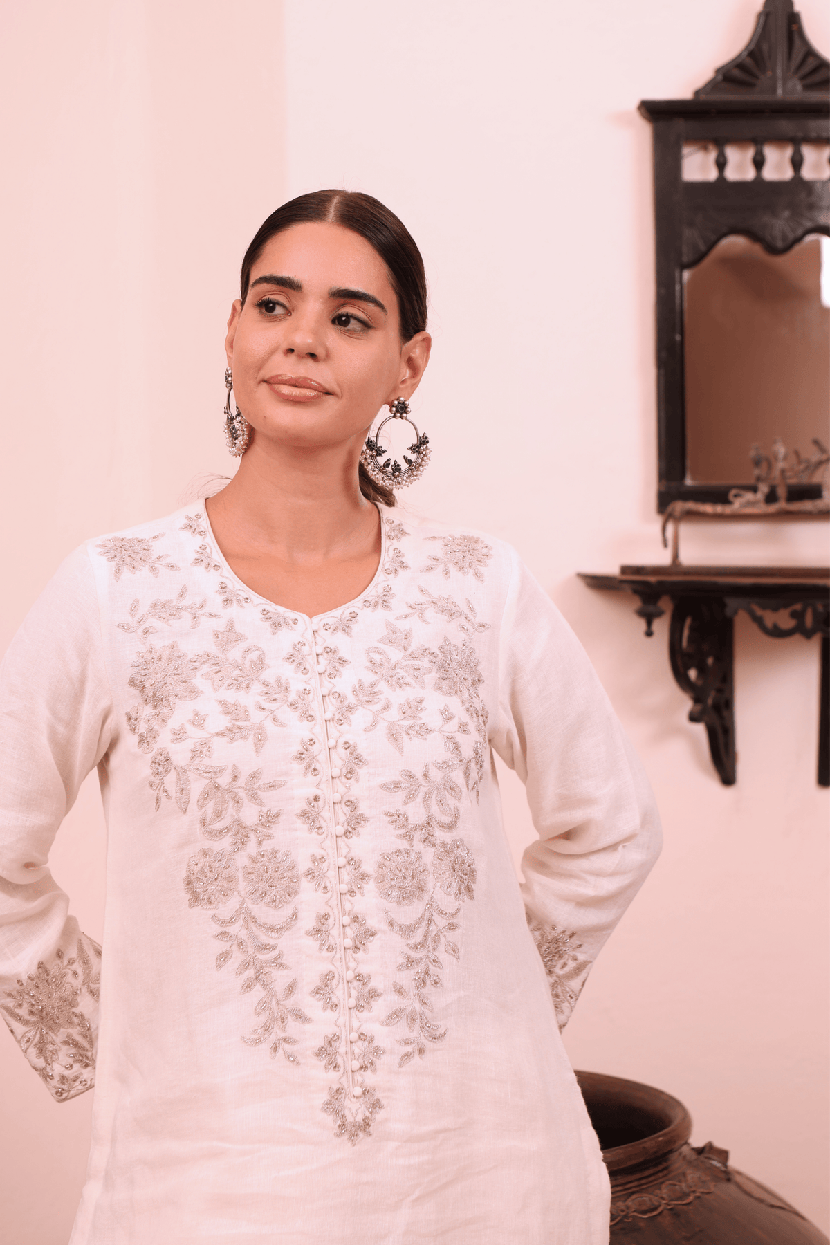 Ivory Linen Kurta And Pant