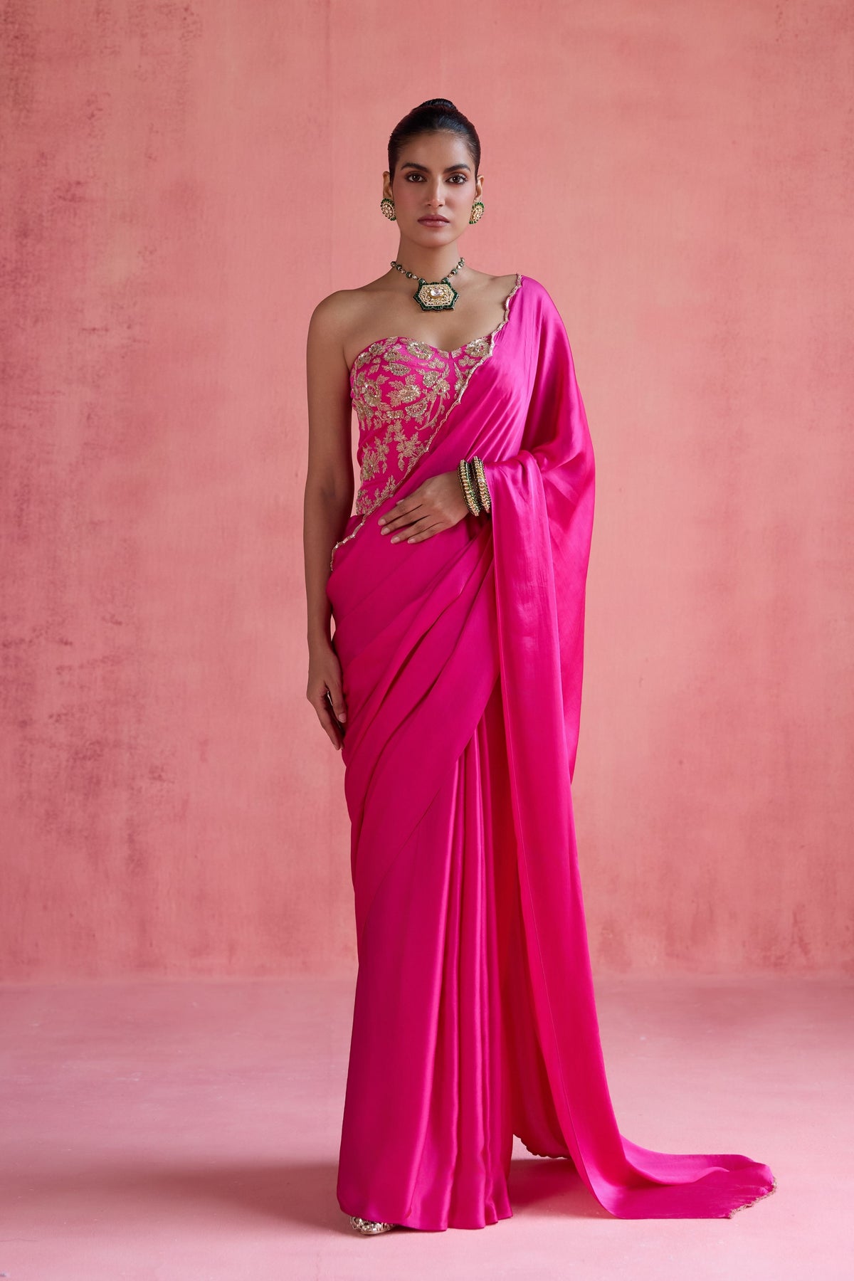 Yasmin Fuchsia Saree Set