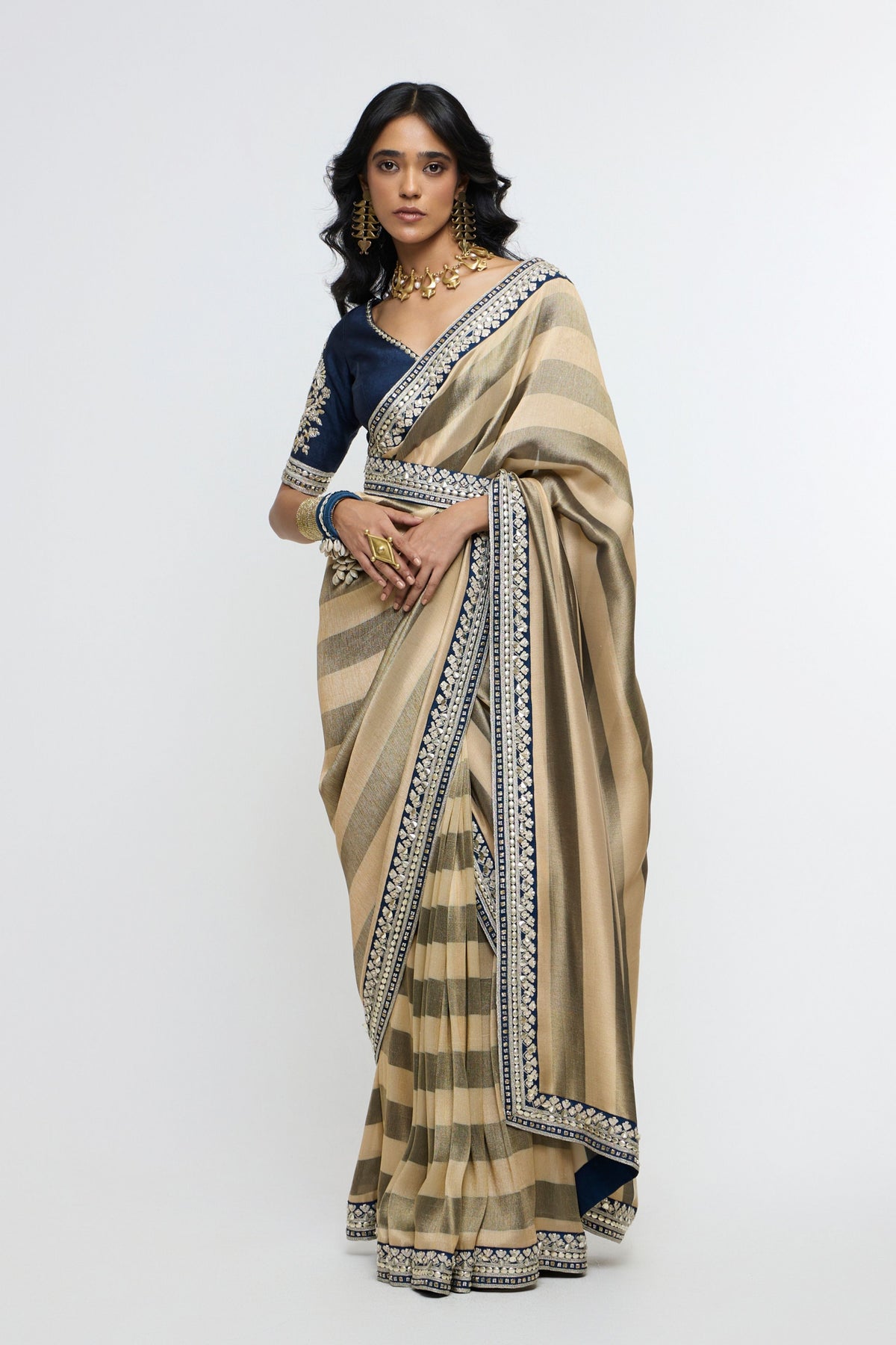Chandra Mahal Stripe Saree Set