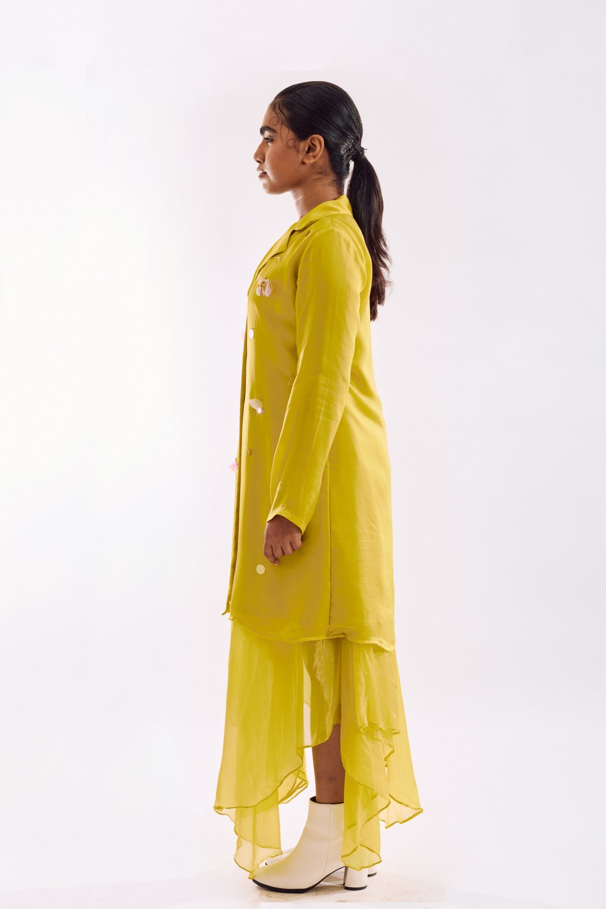 Lime Drapped Sequin Dress