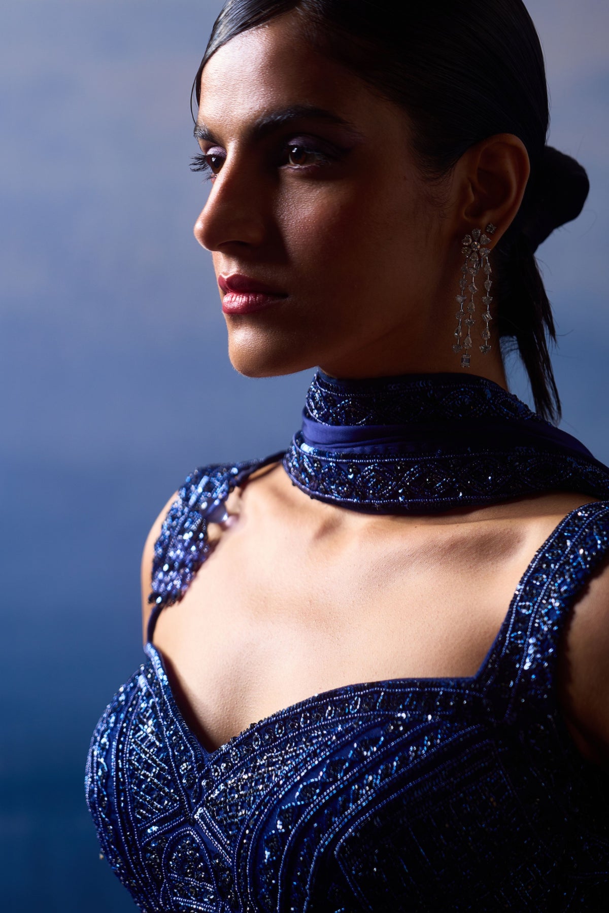 Midnight Blue Saree Set