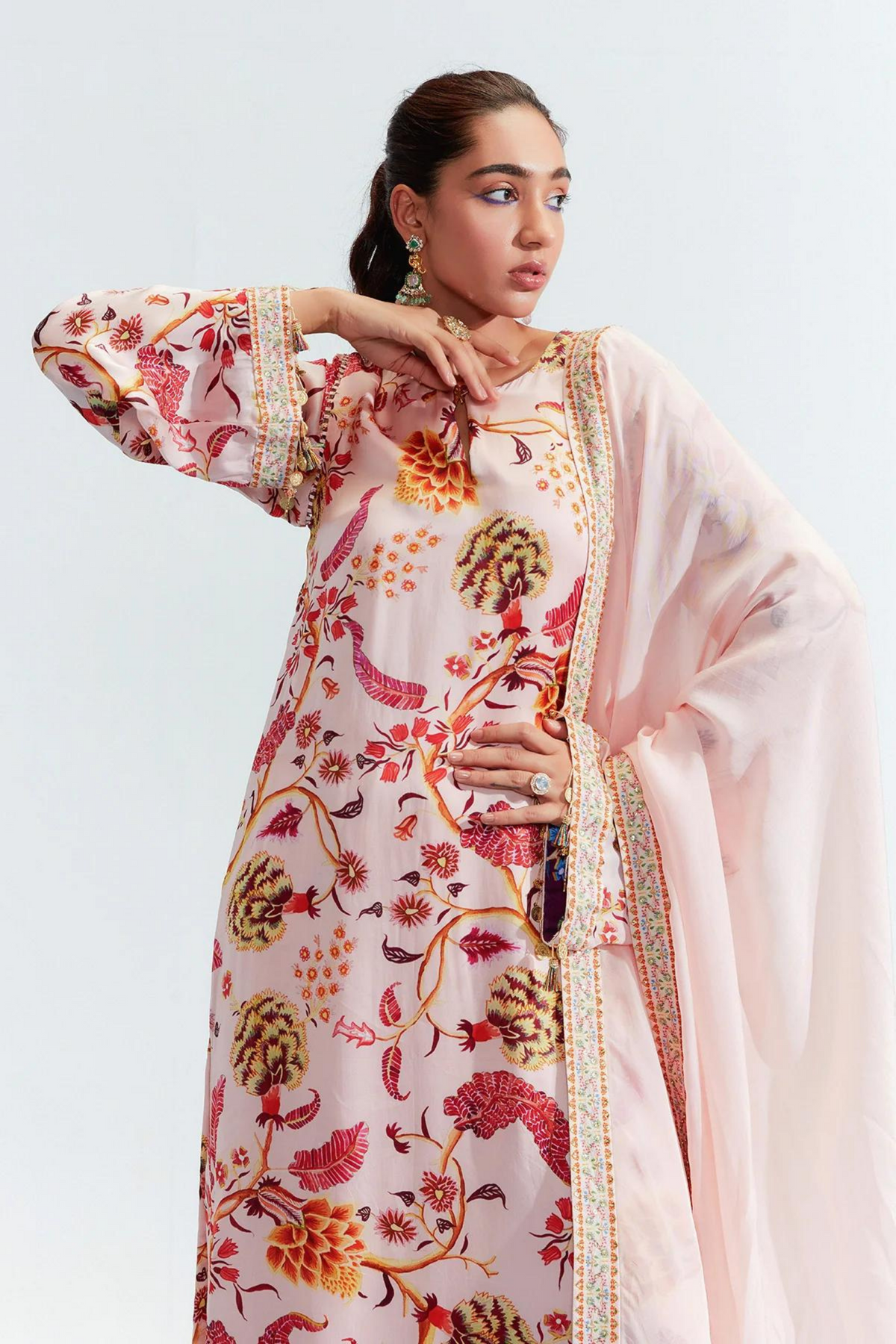 Tahira Nude Embroidered Kurta Set