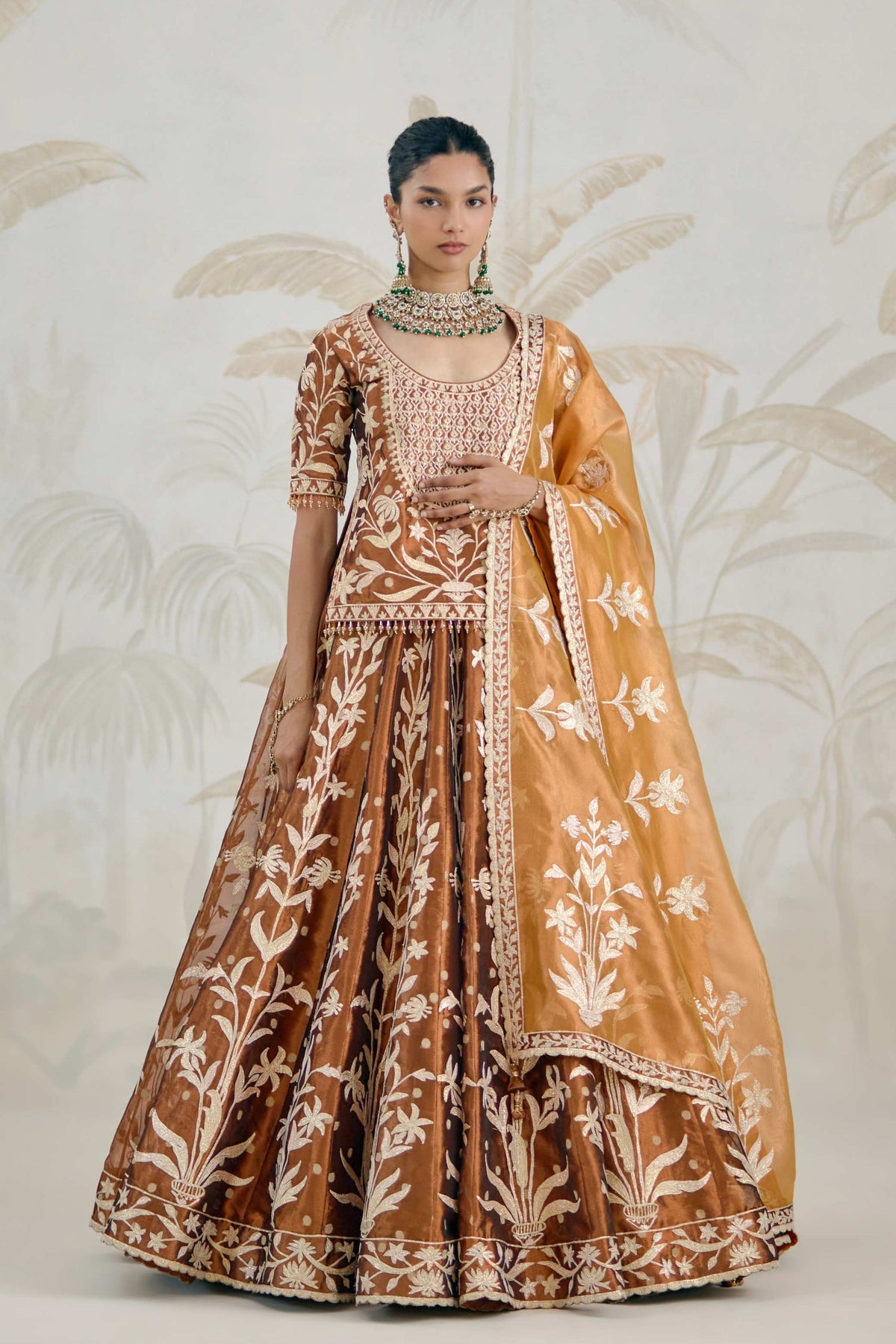 Coffee Brown Kurti-lehenga Set