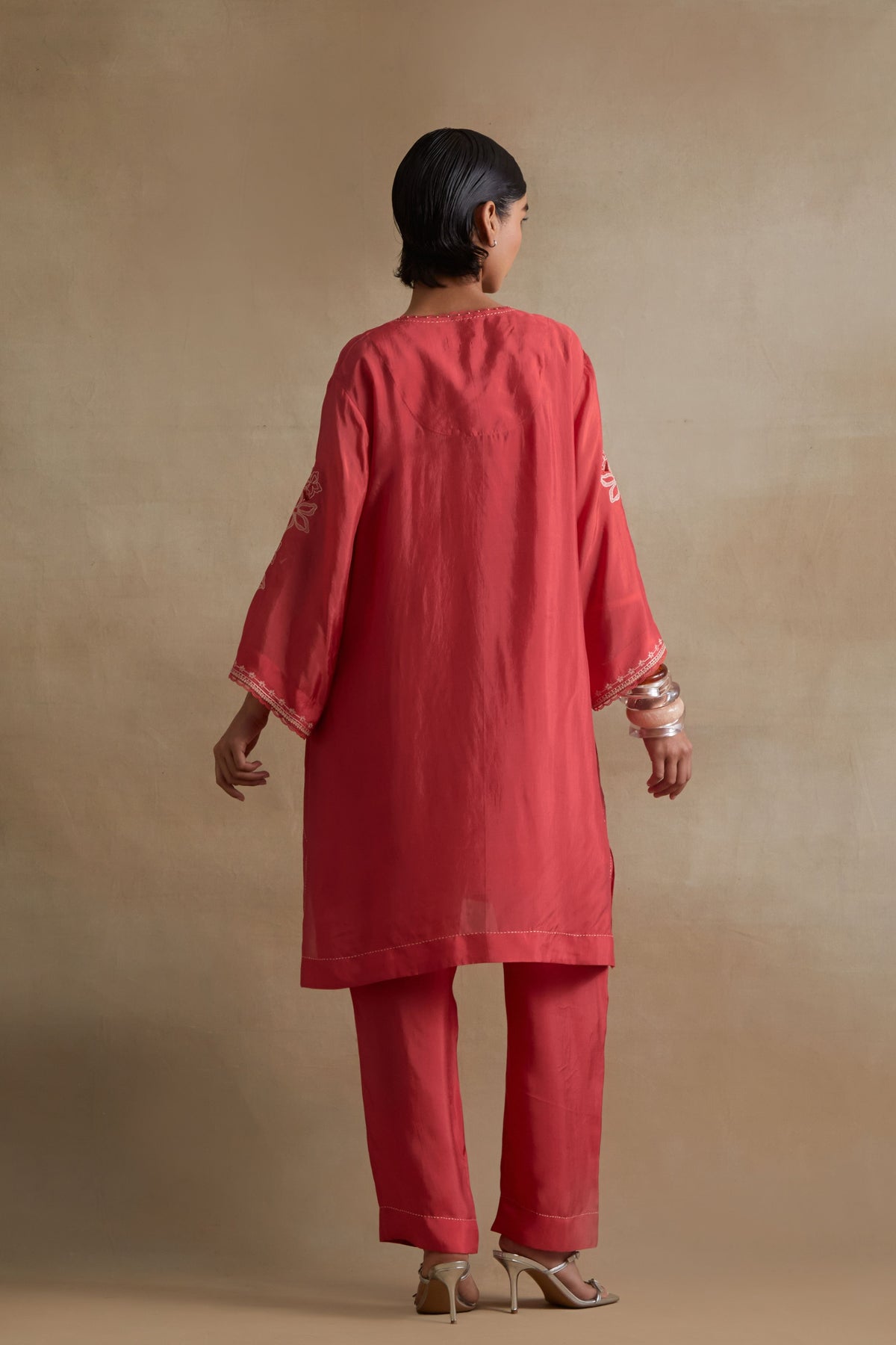 Tomato Handcrafted Floral Tunic Set