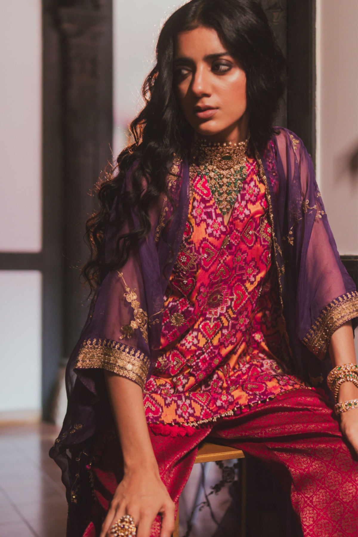 Kavita Yellow Cape Set
